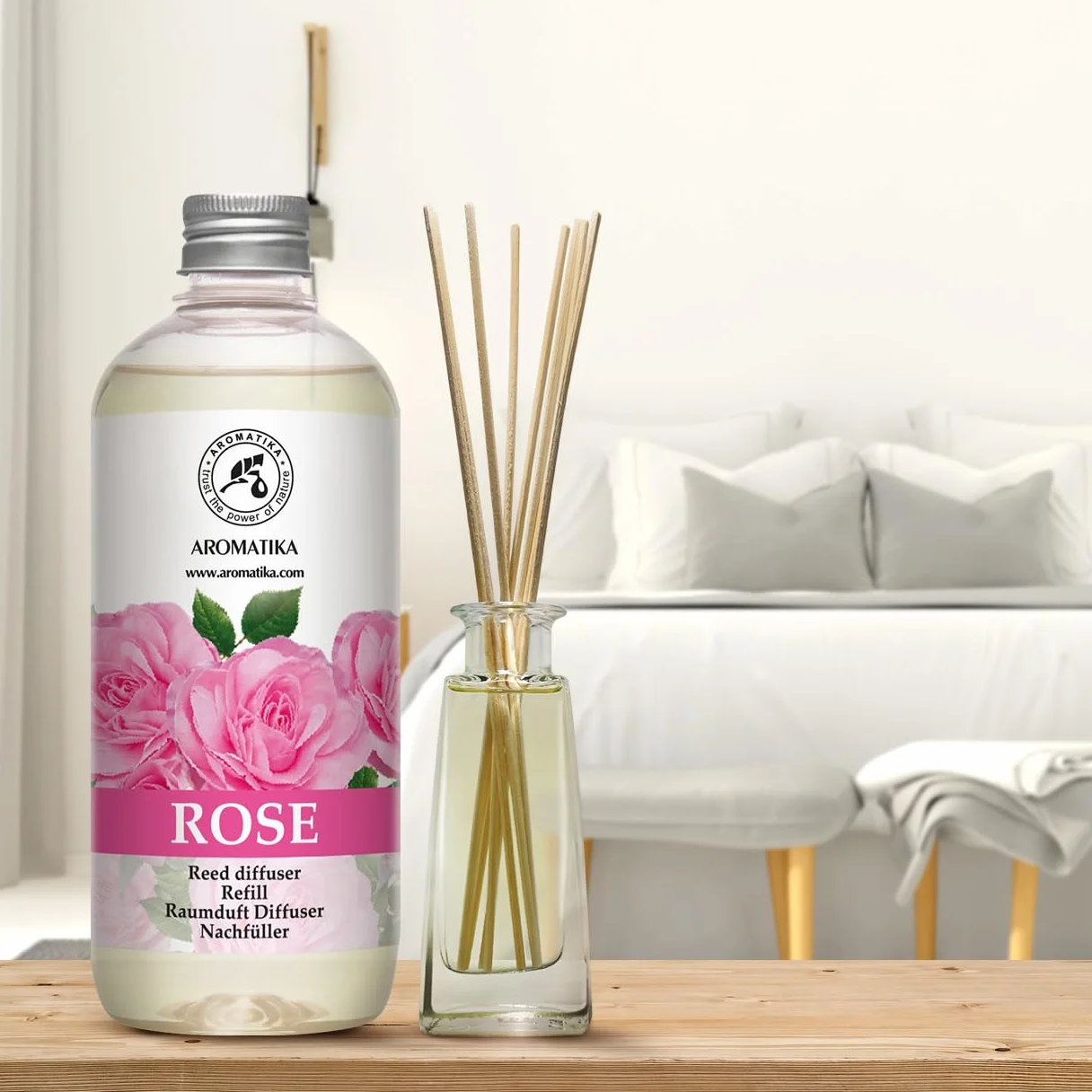 Diffuseur Parfum de Rose 500ml Recharge - Aromathérapie Ambiance Spa Bain