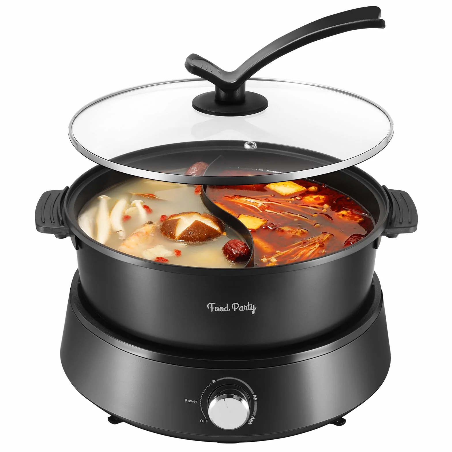 Food Party Hot Pot Electrique Appareil Fondue Chinoise 4L 220V 1350W Shabu SHabu Hotpot avec Diviseur Wok Electrique