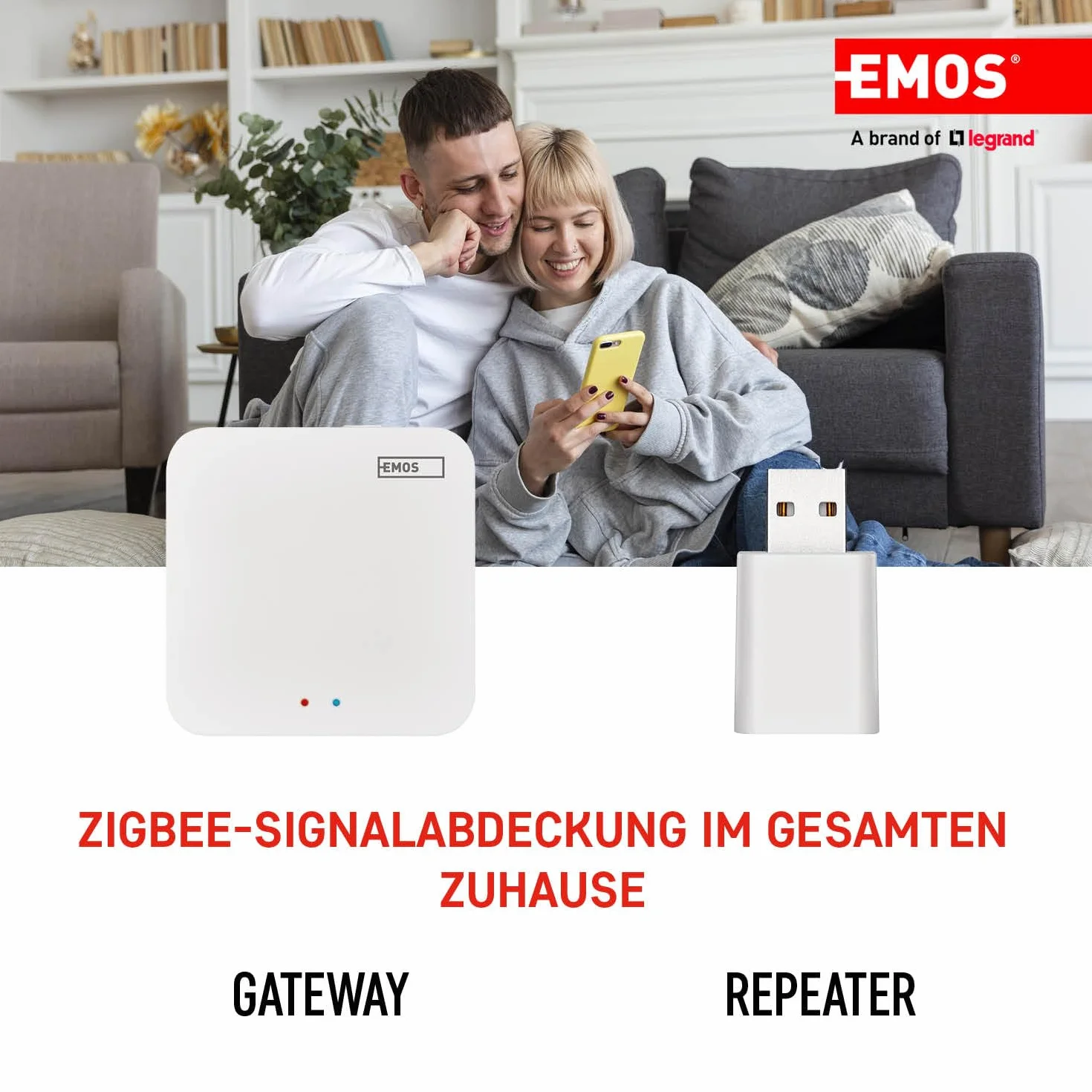 EMOS GoSmart ZigBee Gateway IP-1000Z, Smart Home Hub kompatybilny z Tuya, Smart Life, obsługuje Bluetooth, WiFi 2,4 GHz, 6 x 6 cm, biały