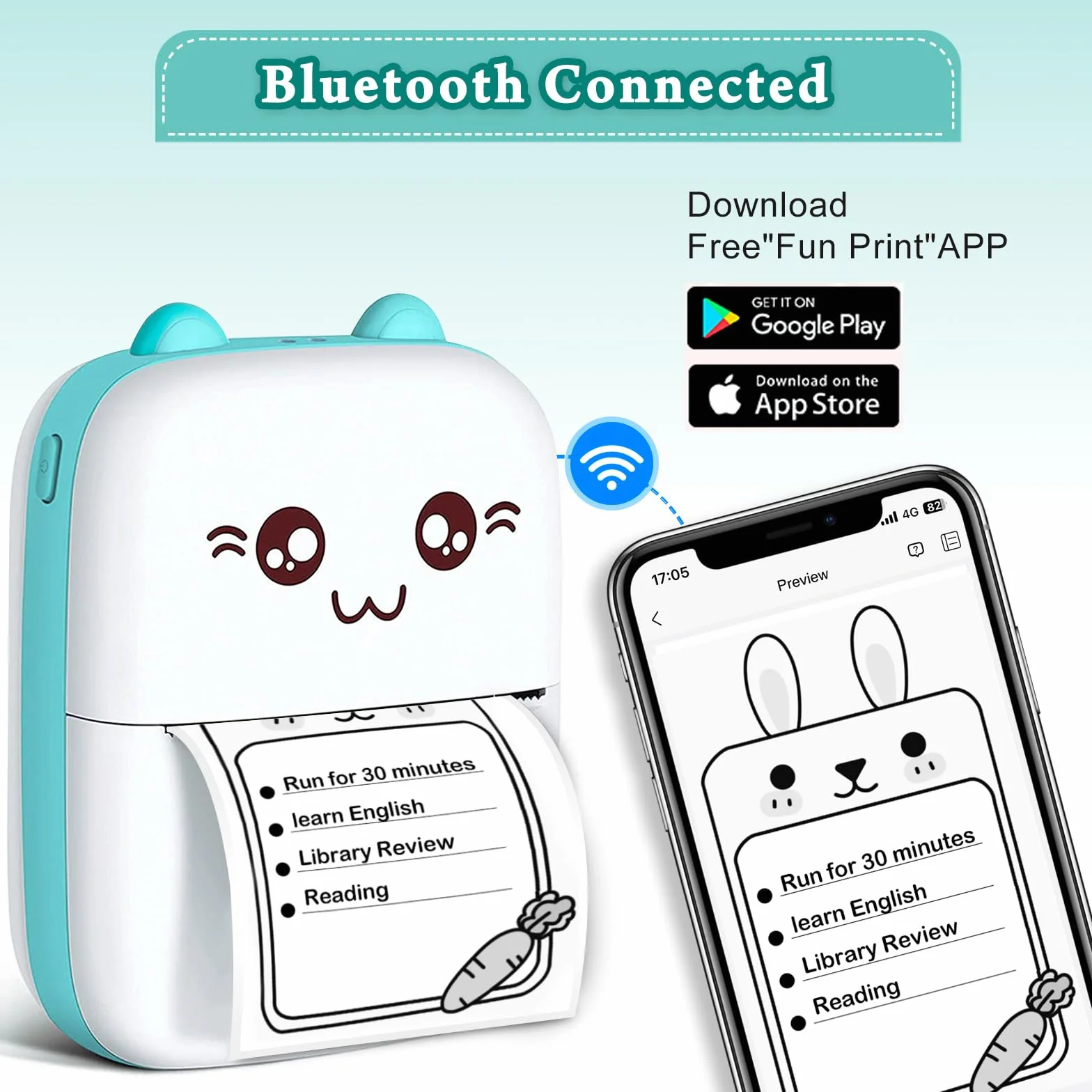 Mini Imprimante Portable Thermique Sans Encre Bluetooth Compatible Android iOS C9-Bleu