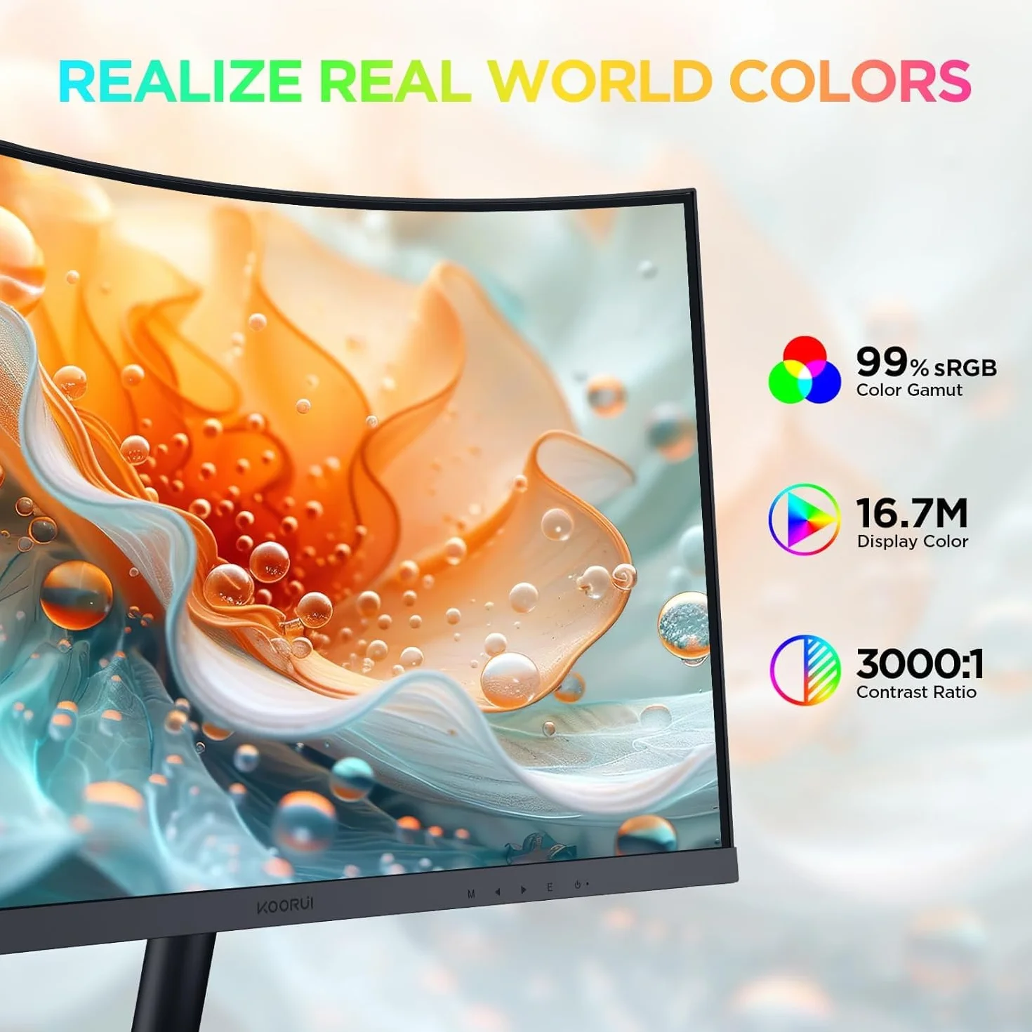 KOORUI Écran PC Incurvé 23.6 Pouces VA FHD 1500R 100Hz HDMI VGA Noir