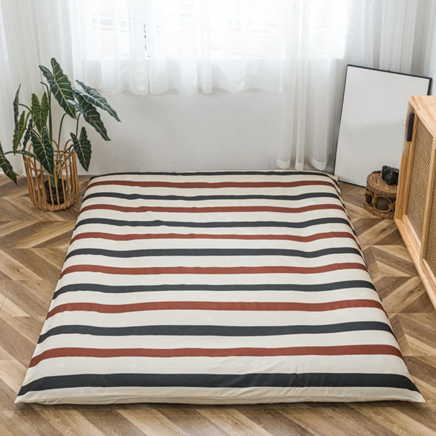 Housse de Protection pour Matelas Futon 100% Coton, Lavable en Machine, Queen 150x200cm