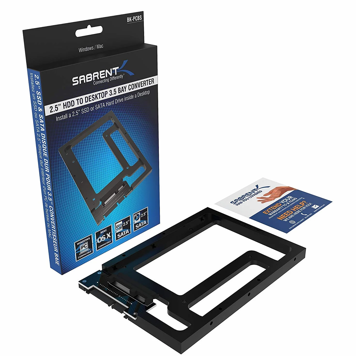 SABRENT Wewnętrzny adapter dysku twardego 6.3 cm do 8.9 cm, rama montażowa konwertera, 7 | 9,5 | 12,5 | 15 mm SSD i adapter SATA, wspornik montażowy SSD kompatybilny z komputerami stacjonarnymi i