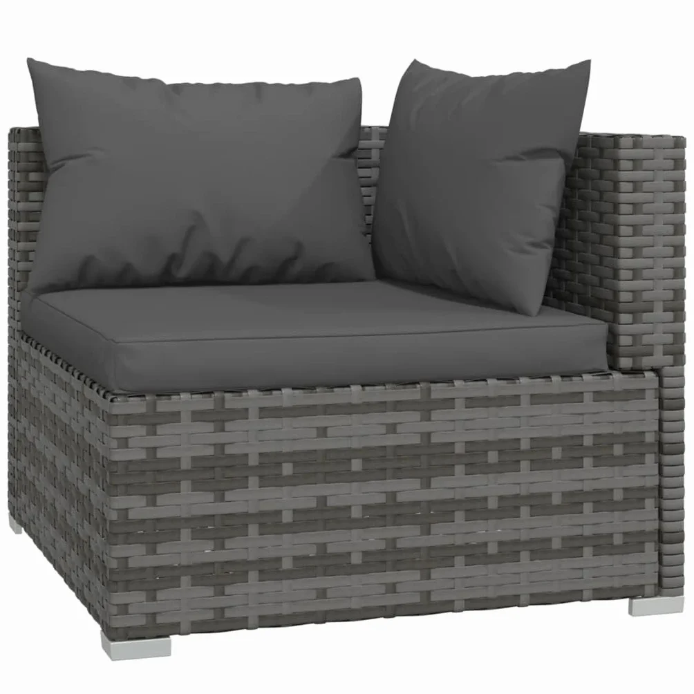 Salon de Jardin 4 pcs Résine Tressée Gris Meubles de Jardin décontractés