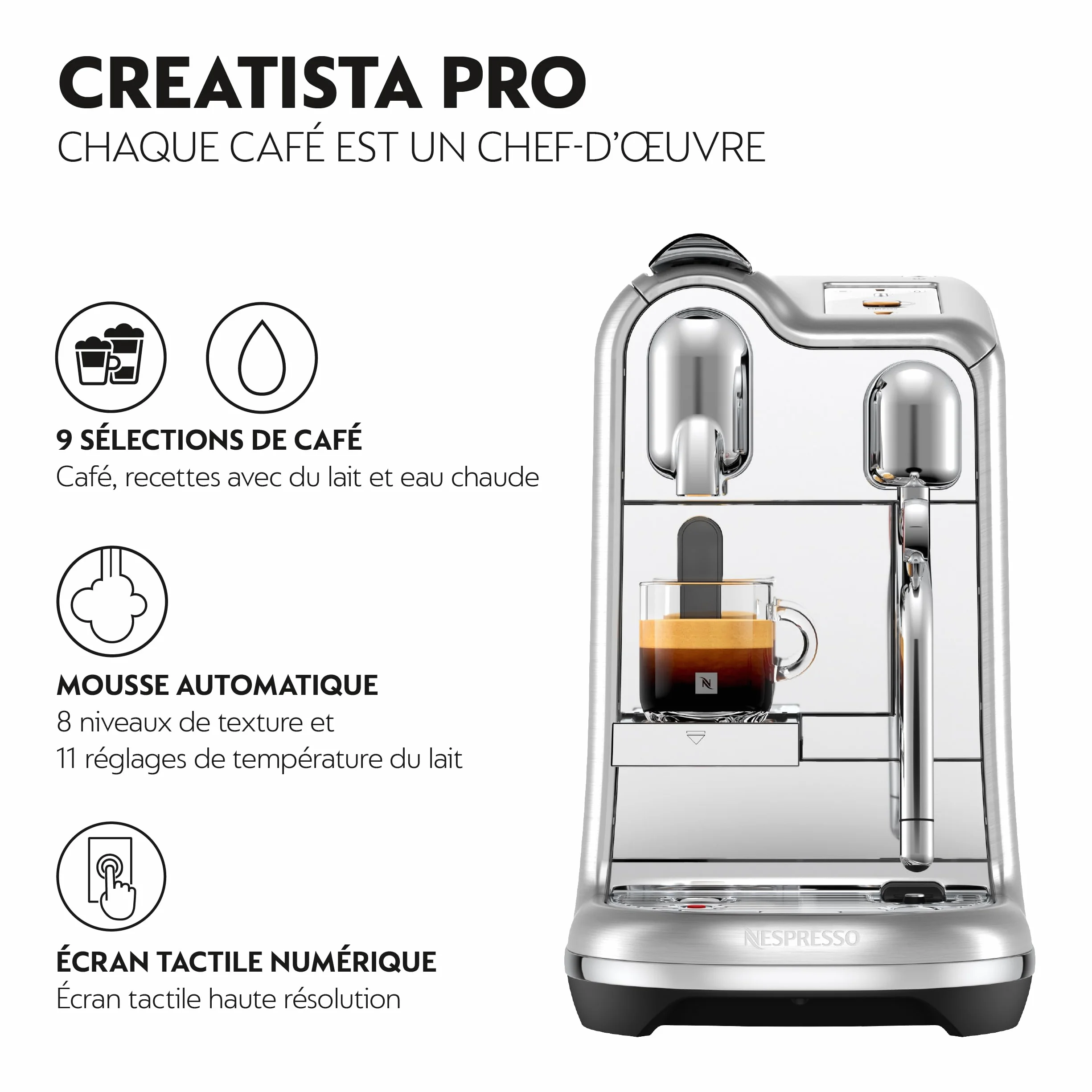 Nespresso Creatista Pro Machine à café, SNE900BSS par acier inoxydable, Sage Appliances