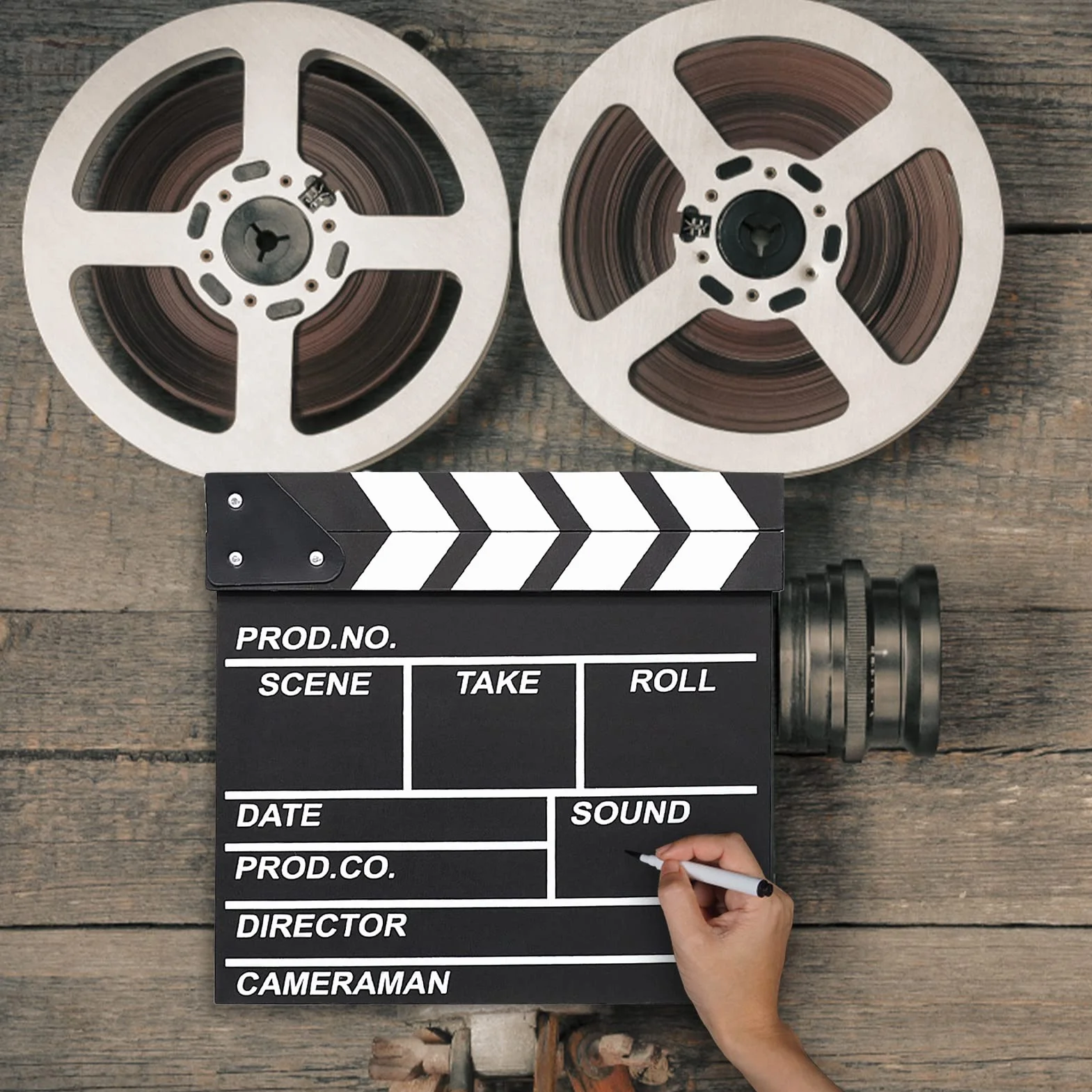 Tableau d'administration en bois clapperboard vintage accessoires de film TV