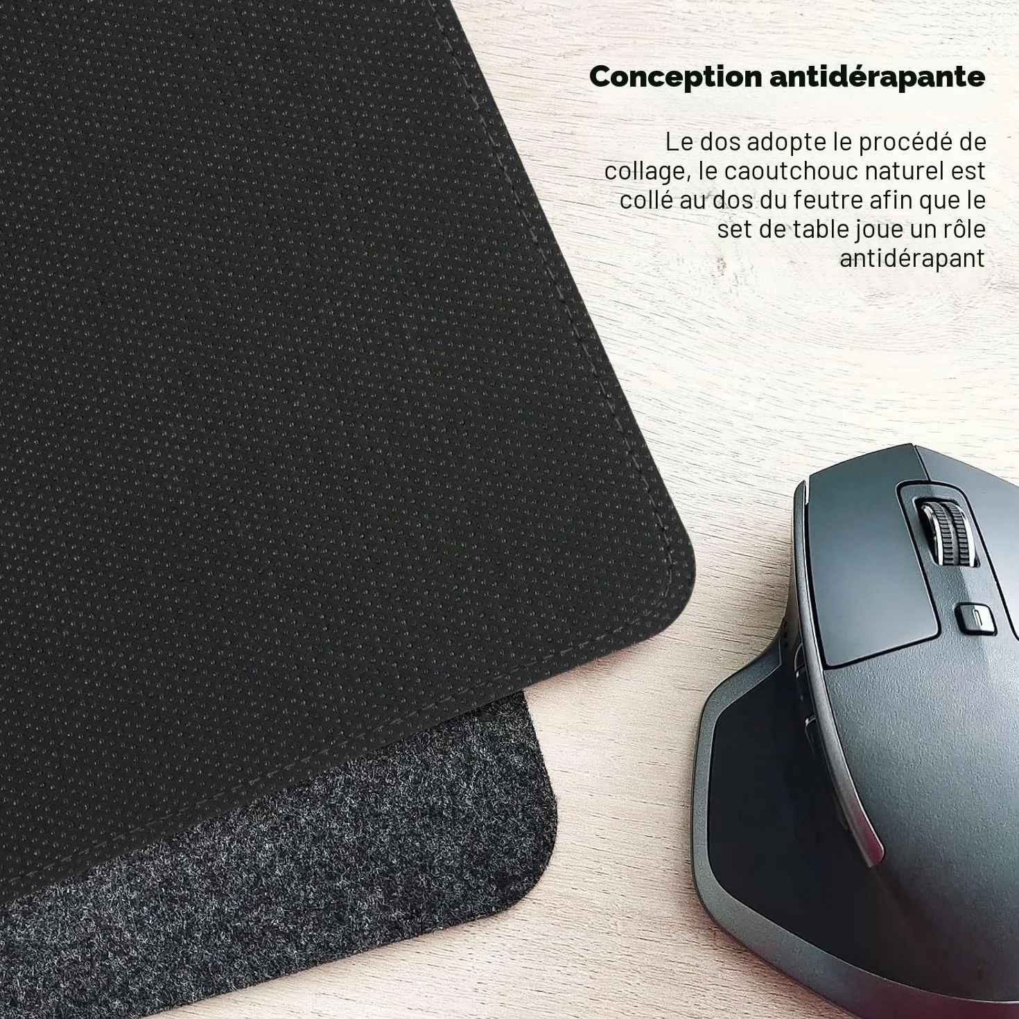 DAWNTREES Tapis de Bureau en Feutre Grand Tapis de Souris pour Clavier et Souris Gris foncé