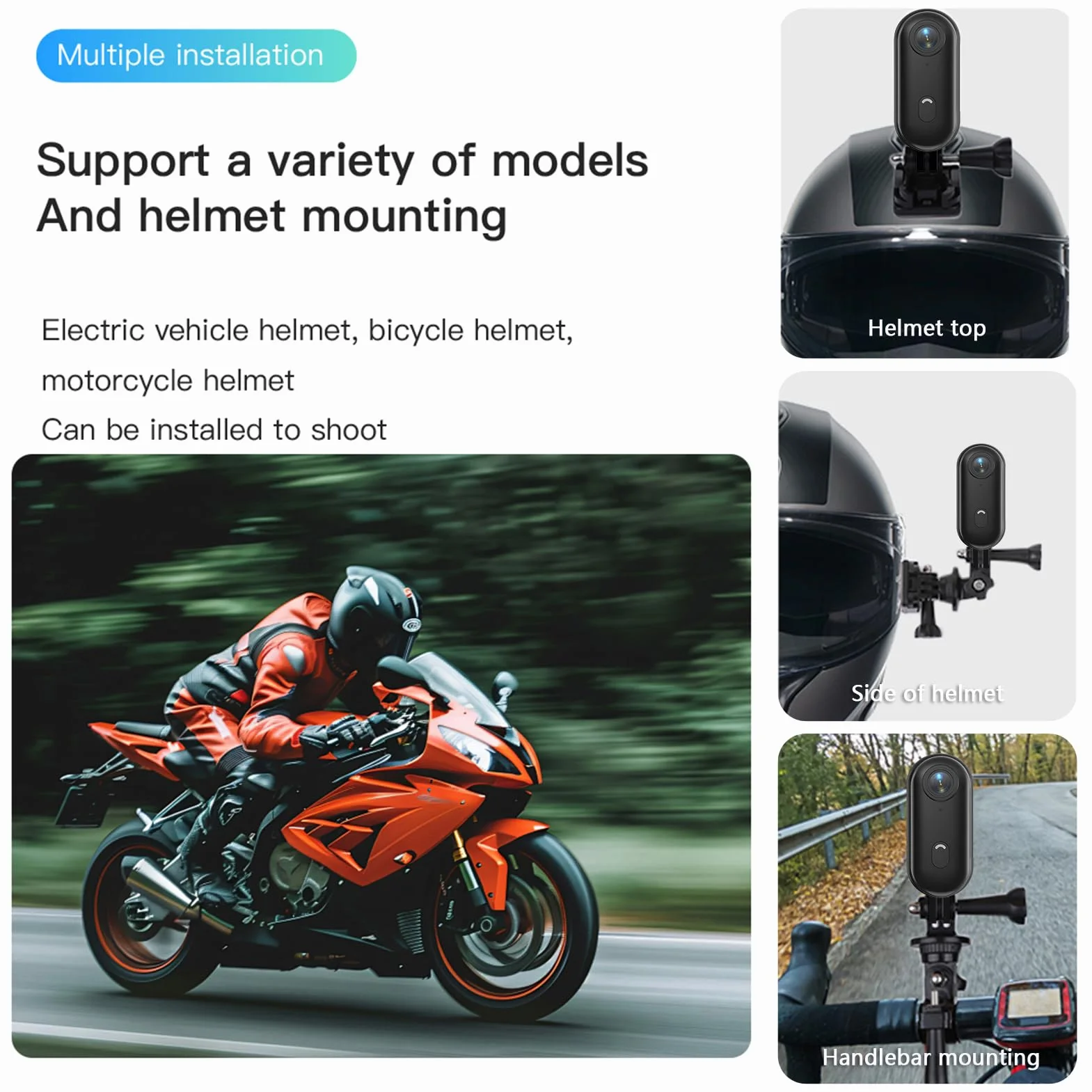 Kamera sportowa WiFi 1080p, obiektyw szerokokątny 120°, wbudowany akumulator 800 mAh z magnetycznym paskiem do noszenia, klips wsteczny, wodoszczelna obudowa, karta TF 32 GB, akcesoria
