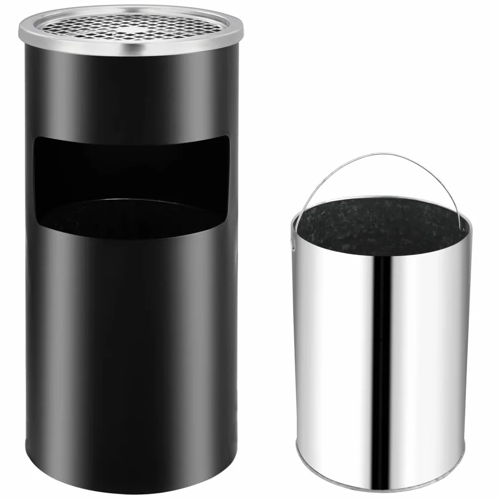 vidaXL Poubelle Murale Acier 26 L Noir pour Déchets Extérieur