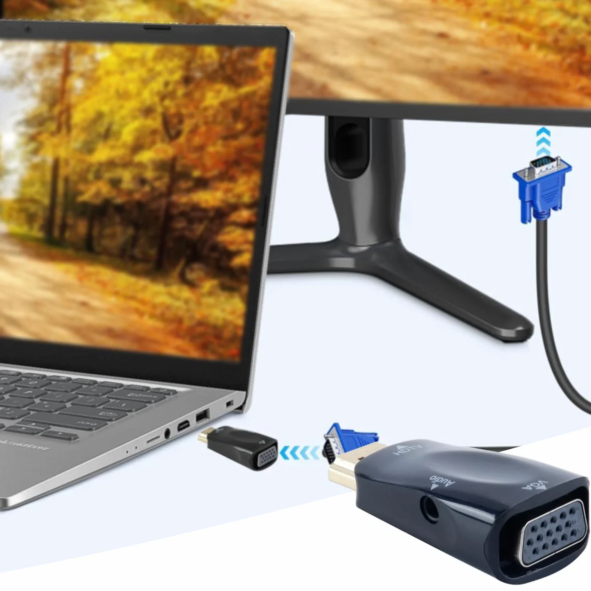 Adaptateur HDMI vers VGA Femelle HD 1080p avec Jack 3,5 mm