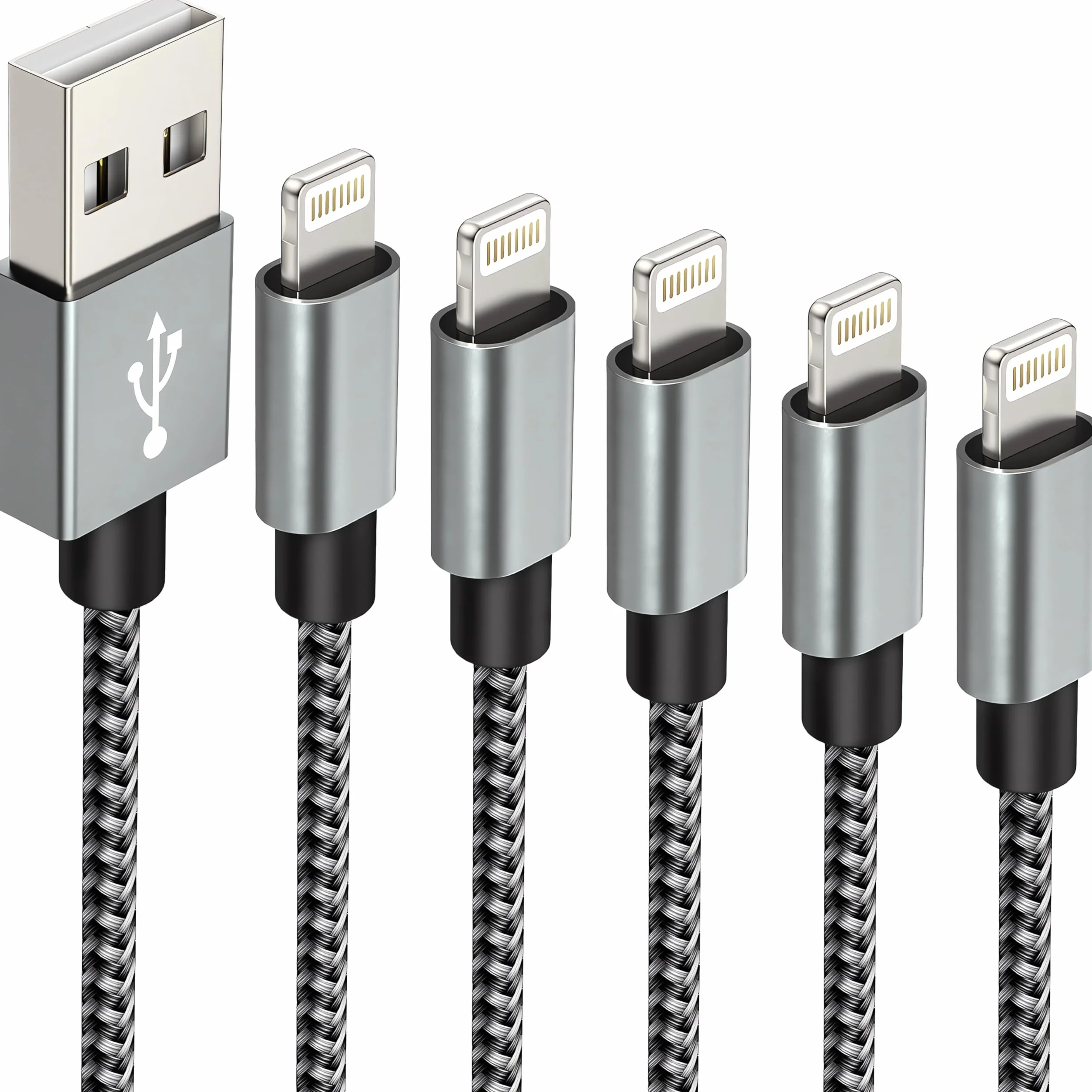 IDISON Cable Chargeur iPhone Lot de 5 MFi Tresse 2M 1M 3M