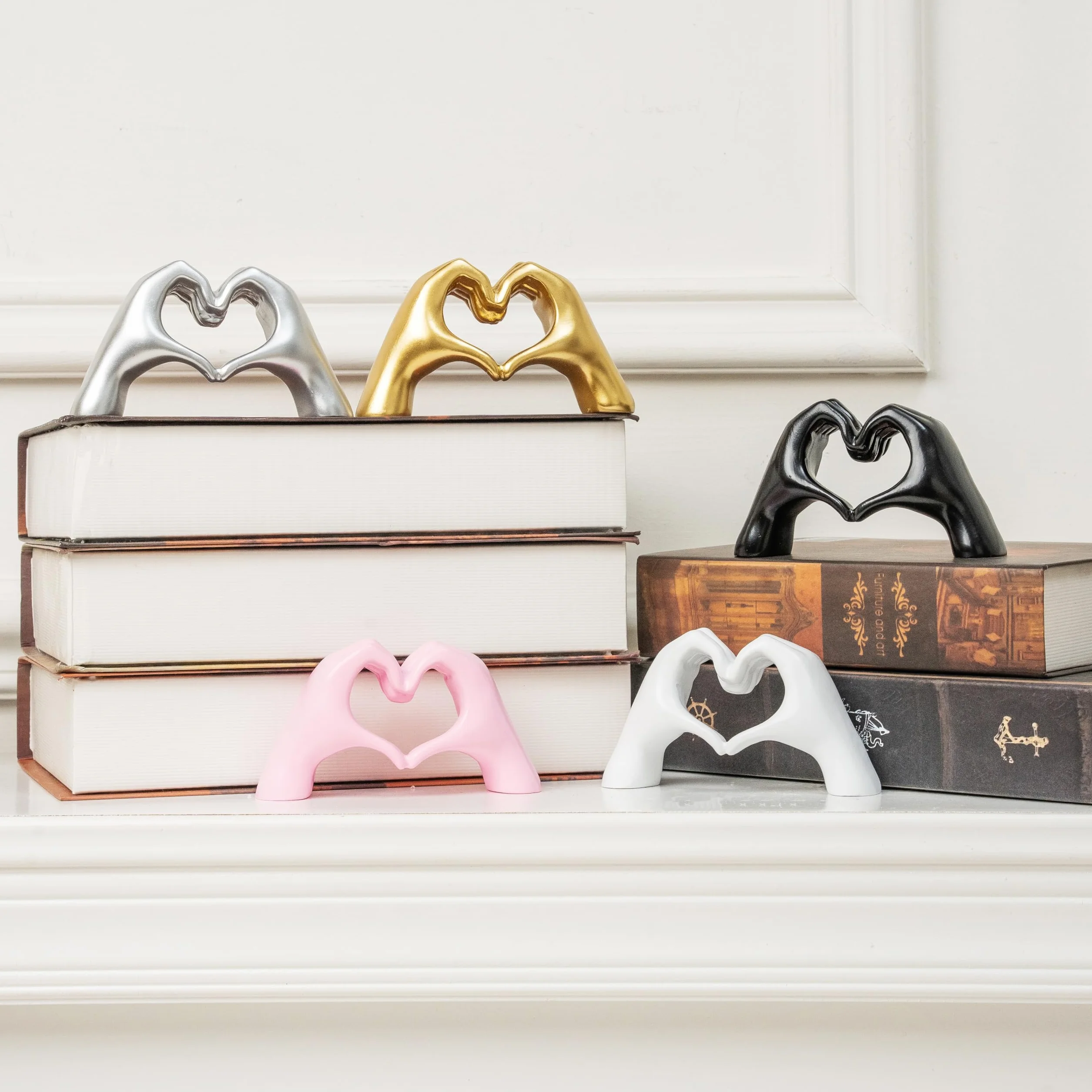 Petite sculpture mains en forme de cœur décoration maison moderne statue doigts amour cadeau mariage