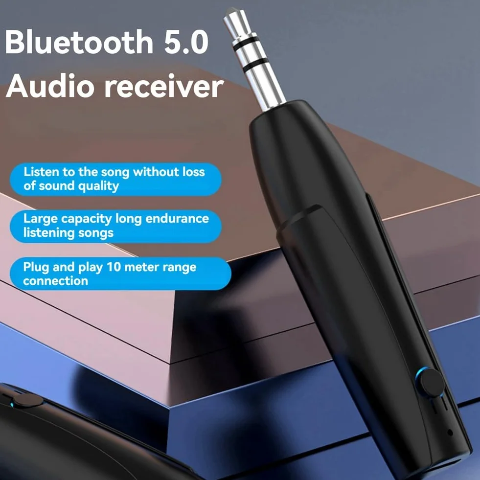 Booso Odbiornik Bluetooth 5.0 z Gniazdem 3,5 Mm, Samochodowym AUX, Stereofoniczny Adapter Audio do Słuchawek i Głośników
