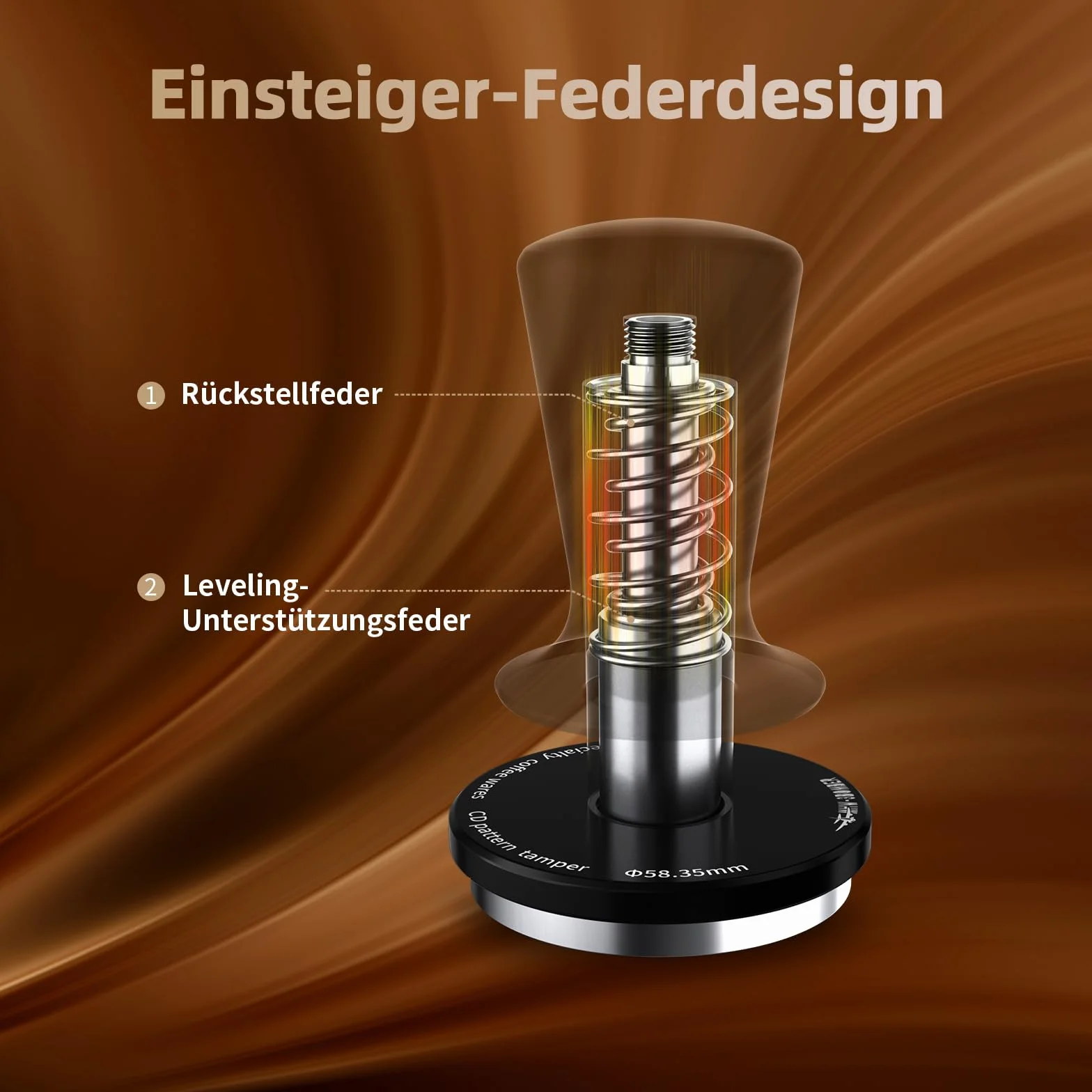 MHW-3BOMBER CD Series Tamper 58mm – Presse à café à Pression constante 30 lbs, Extraction homogène, Accessoire Barista pour Machines à portefiltre, idéal pour Amateurs de café et Professionnels