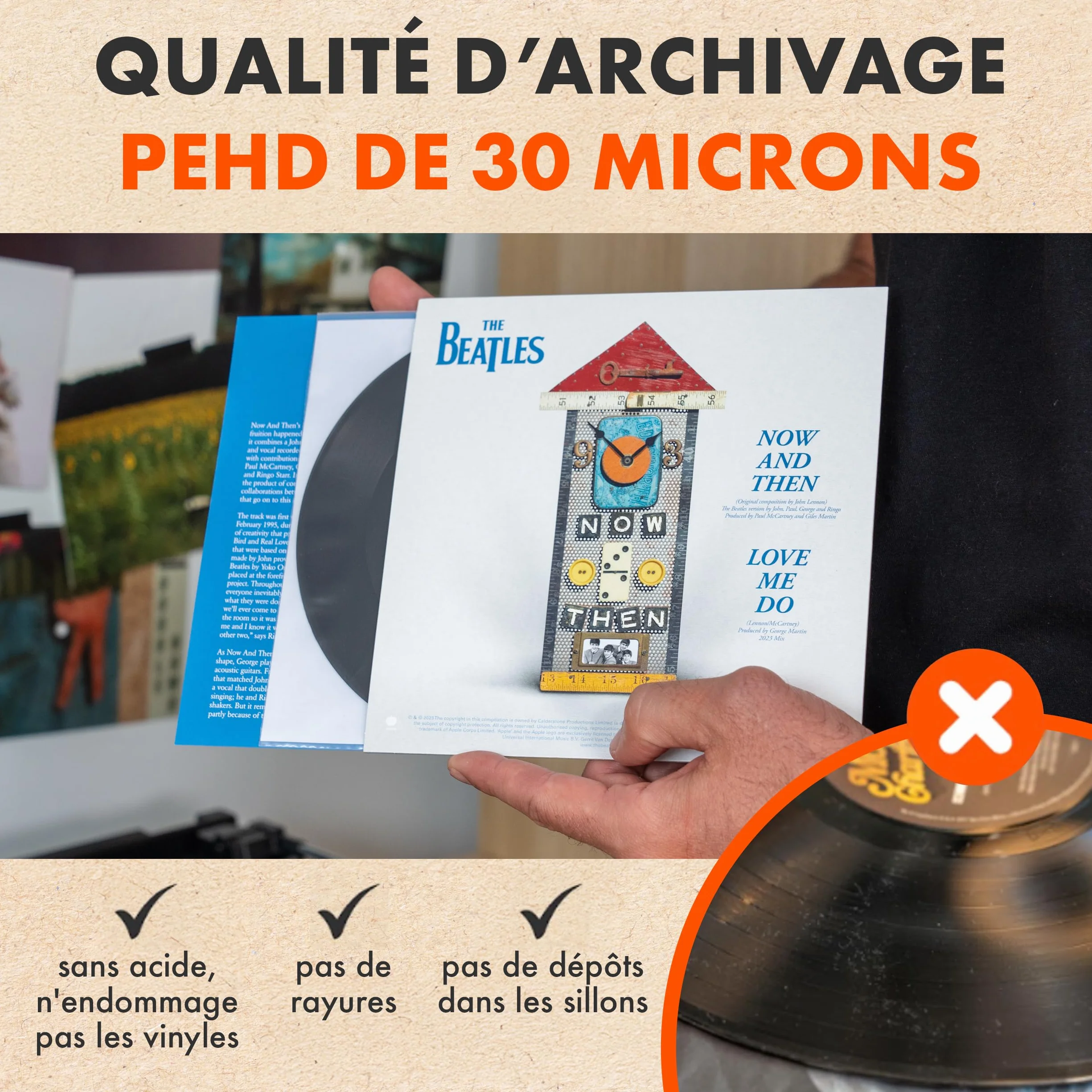 Spincare 50x Pochettes Vinyle 45 Tours 7" Antistatiques HDPE Archivage