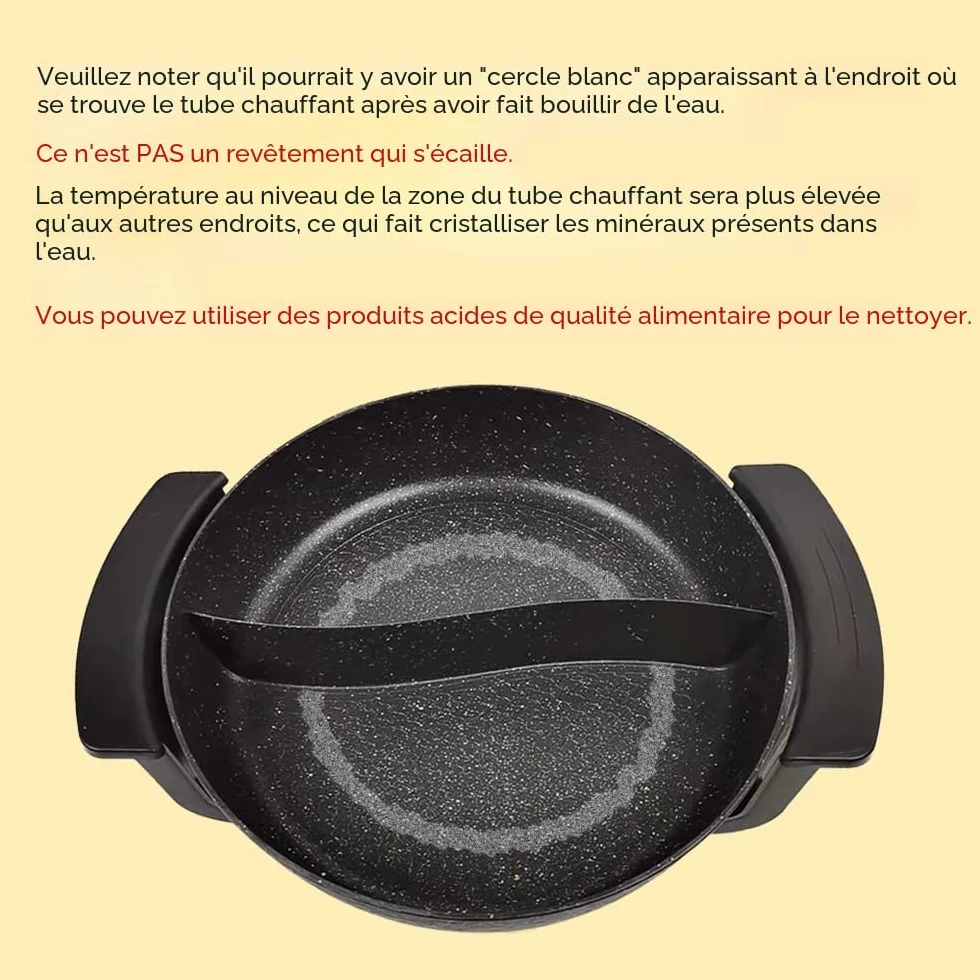 Food Party Appareil Fondue Chinoise Hot Pot Electrique 6L 220V 1200W Shabu SHabu Hotpot avec Diviseur Wok electrique