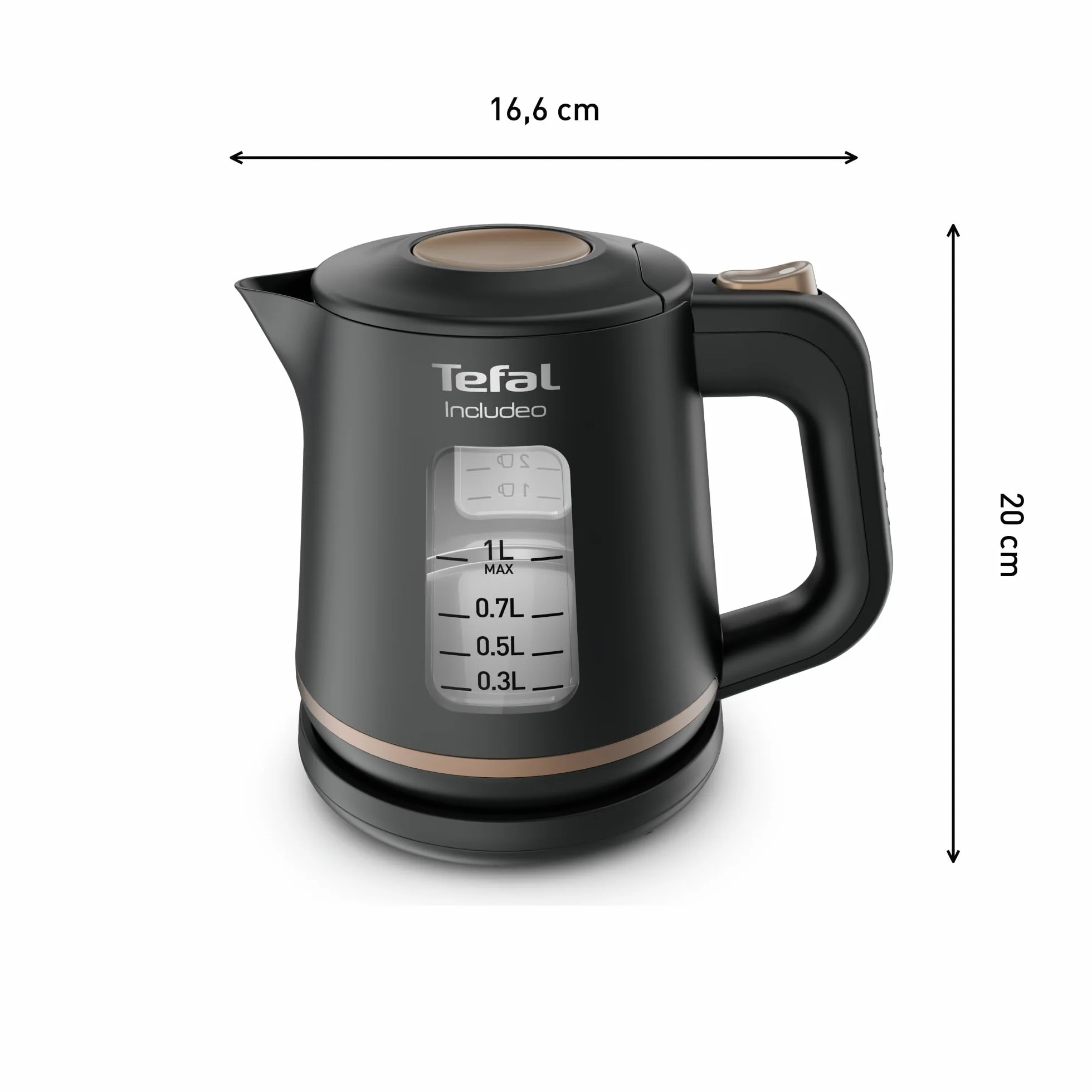 Tefal Bouilloire électrique 1 L Ébullition rapide Filtre anticalcaire amovible Poignée ergonomique Noire