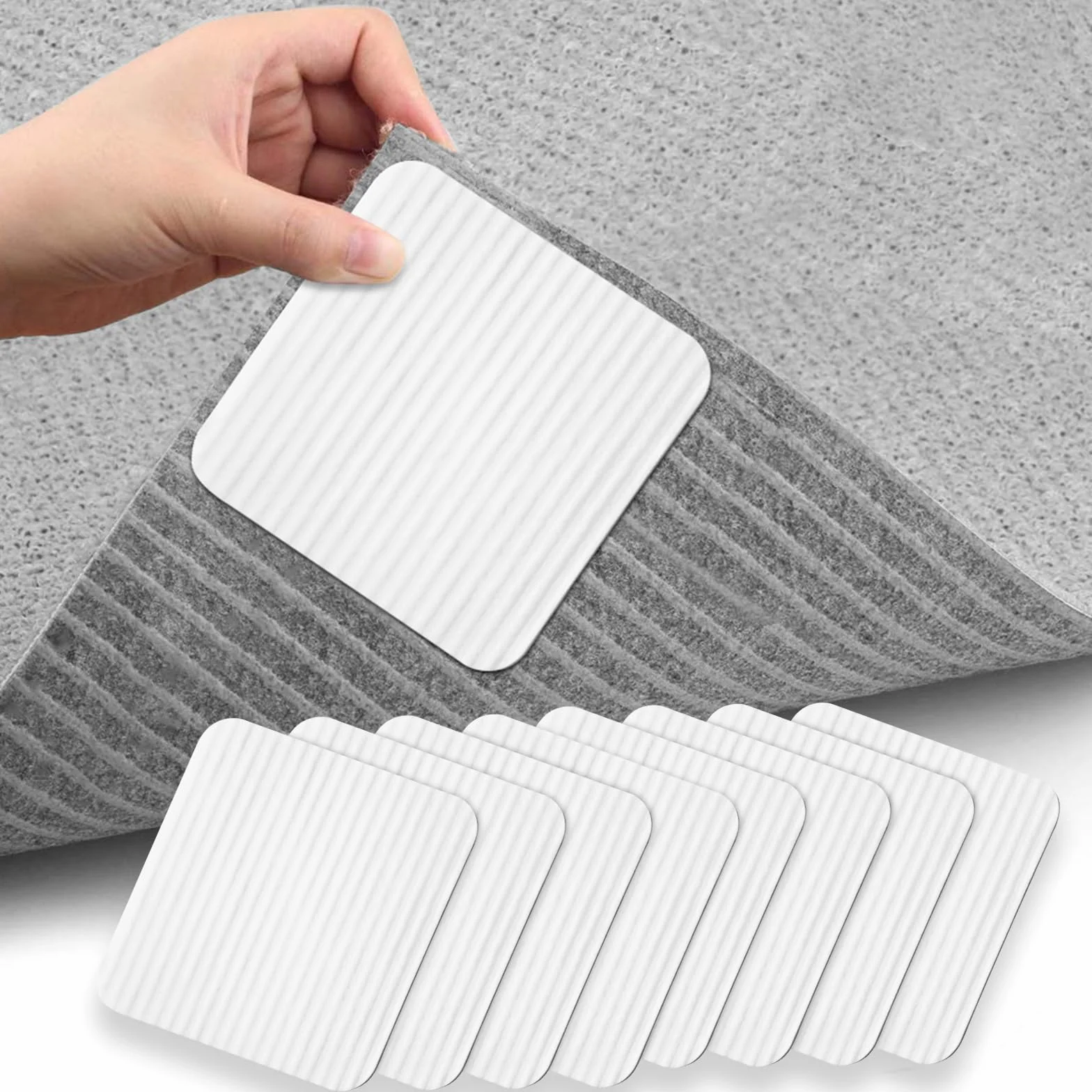 HOTUT Anti Derapant Tapis Lavable 8 Pièces Antidérapant Coupeable Blanc