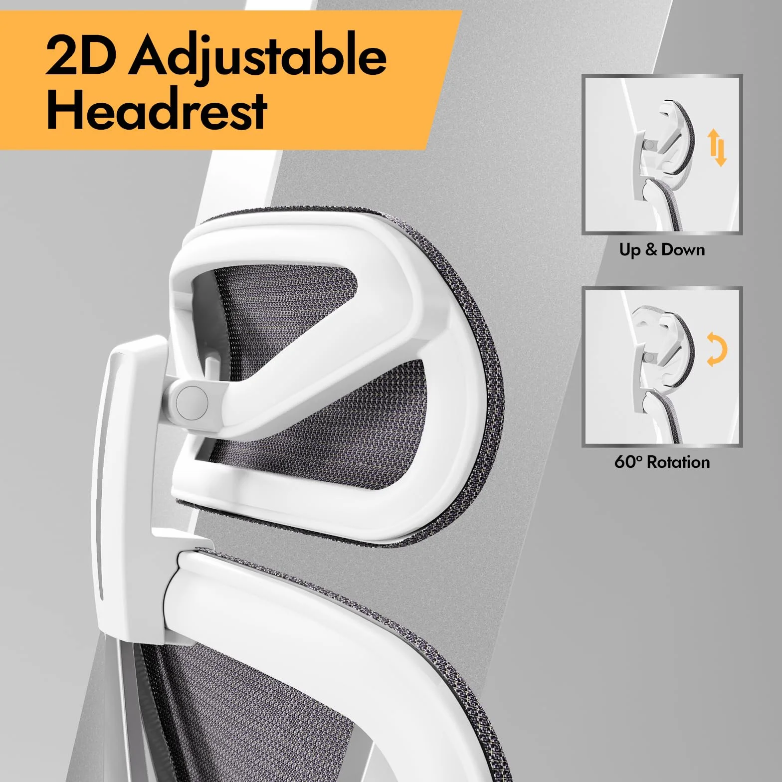 HOLLUDLE Chaise de Bureau Ergonomique Support Lombaire 3D Accoudoirs 3D Réglables Design en V dos Fauteuil Bureau Confortable Blanc