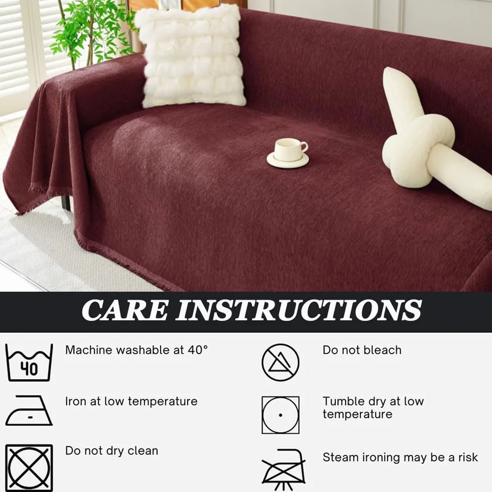 Housse Anti-Poussière Canapé Chenille Highdi Moderne, Lavable Couverture Protège Chat Anti Griffe, Moutarde 230x340cm