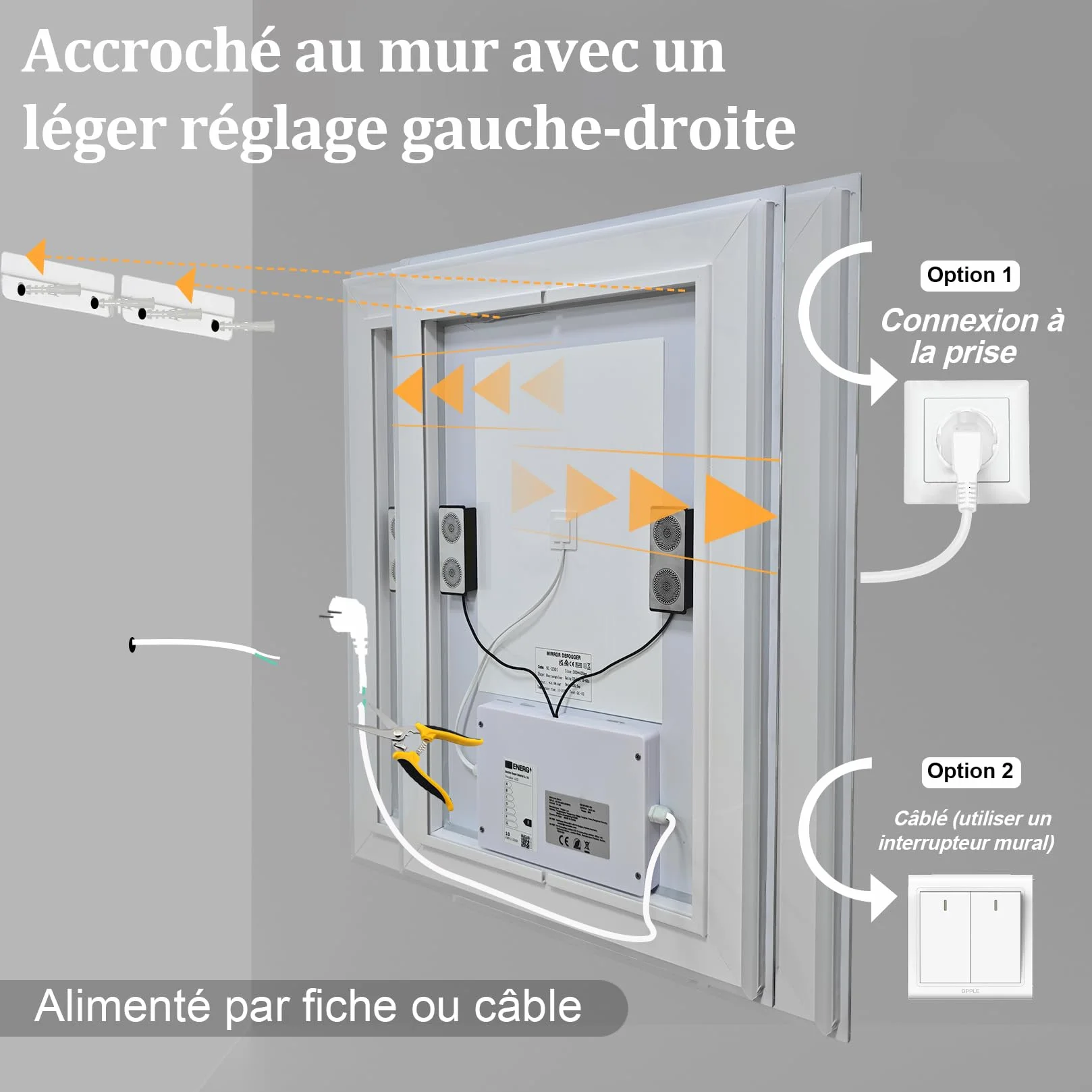 Miroir de Salle de Bain LED avec lumières 60x80cm,Double Haut-Parleur Bluetooth,Anti-buée,3 températures de Couleur,luminosité à intensité Variable,Fonction mémoire,étanche,Support Mural