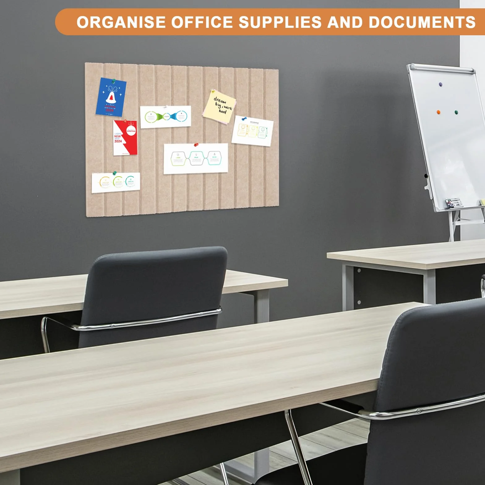 Grand tableau d'affichage 40 x 60 cm feutre marron pliable