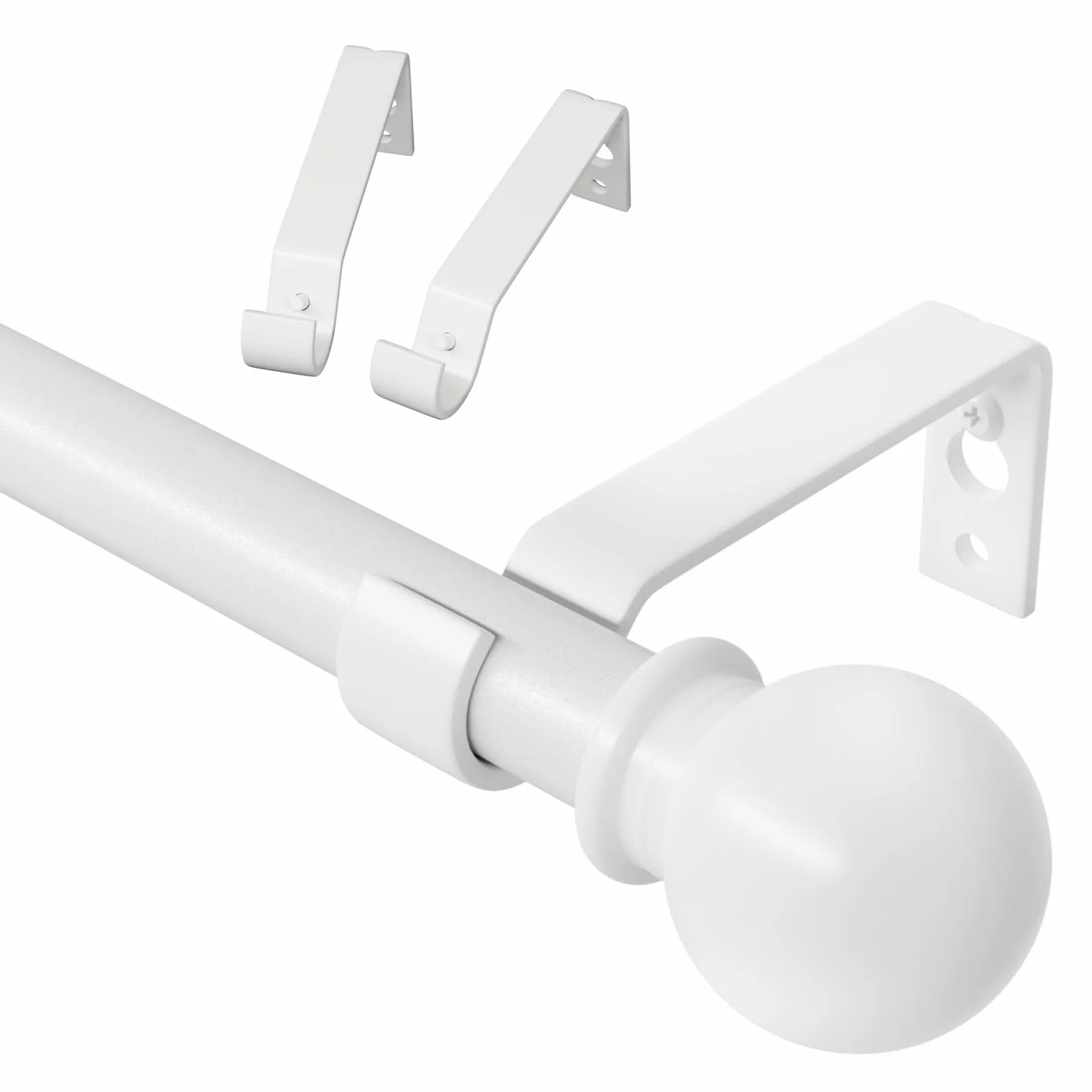 Tringle Rideau Blanche 80-157 cm Ajustable Kit Tringle à Rideau Extensible Métal 16mm
