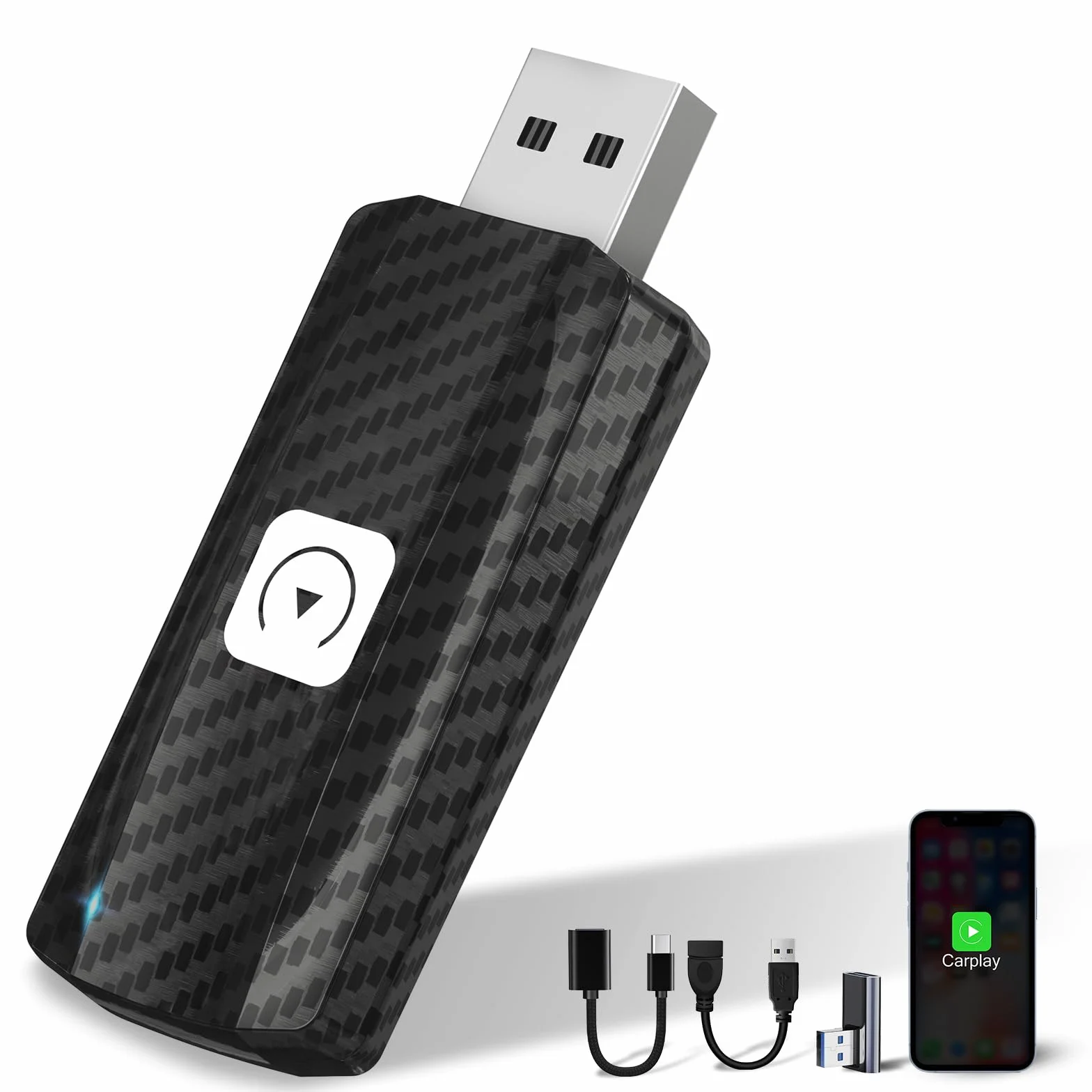 MSXTTLY Bezprzewodowy Adapter CarPlay, 2024 U2C-AIR Wirelees Carplay Stick dla samochodów z kablowym CarPlay & iOS 10+, Wi-Fi 5 GHz, USB Stick Direct Plug and Play, USB A/C, Czarny