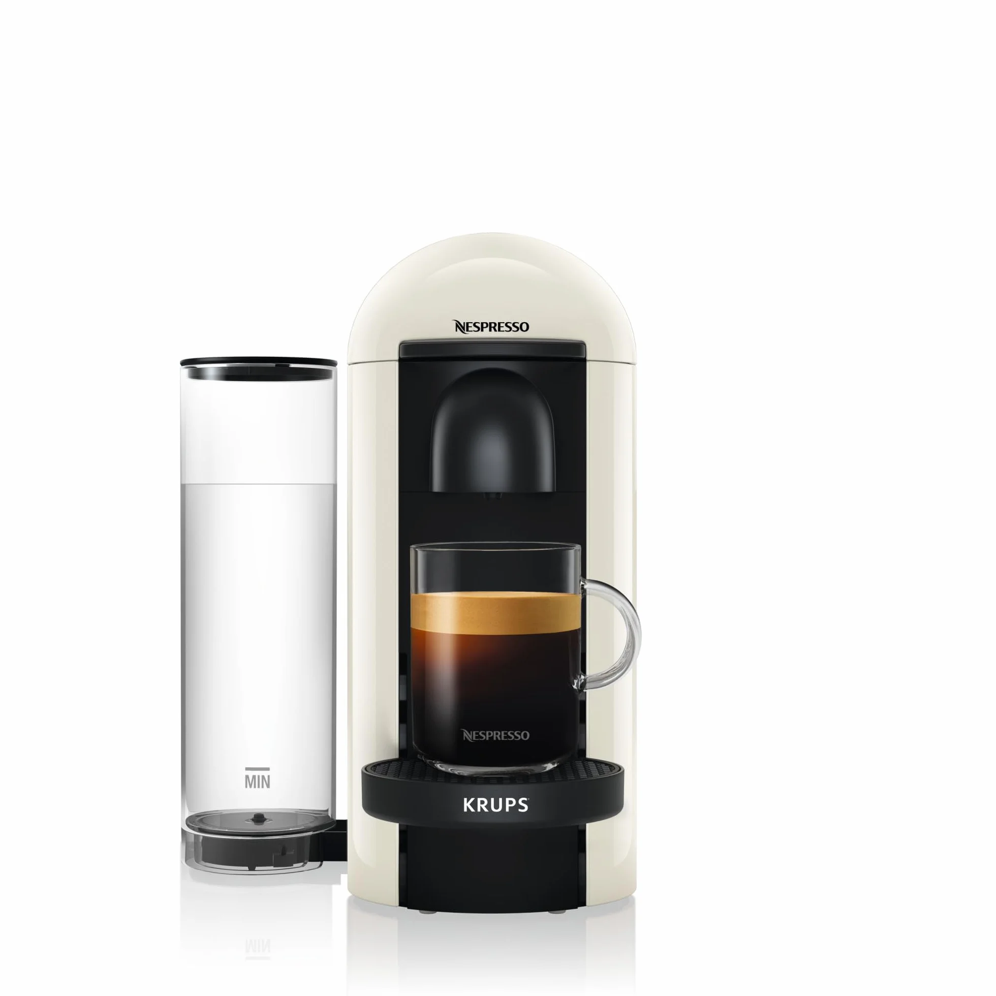 Nespresso Krups Machine à Café Vertuo Plus Blanc, Capsules café Vertuo seulement, Technologie Centrifusion, 5 Tailles de Tasses + Kit de Bienvenue, Design Moderne, Arrêt Automatique, YY3916FD
