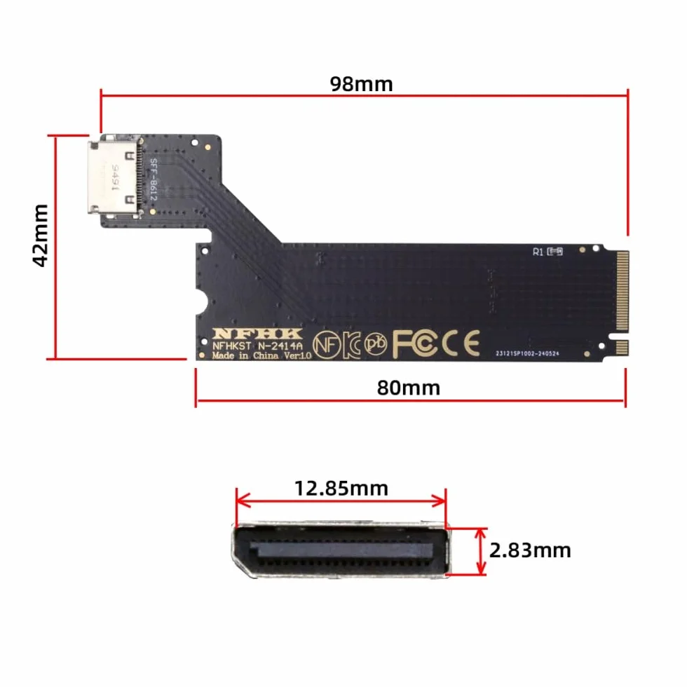 CY Karta PCI-E 4.0 M.2 M-Key do Oculink SFF-8612 SFF-8611 adapter hosta do 2024 ThinkBook 14+ AMD8845 zewnętrzna karta graficzna i SSD