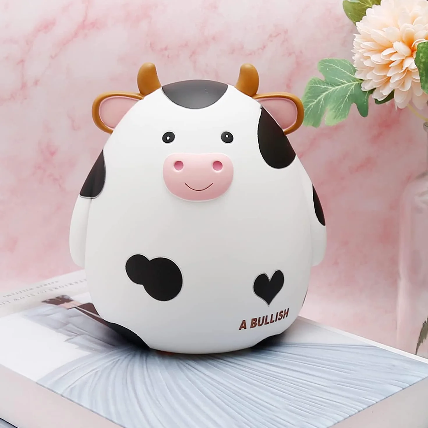Tirelire Vache pour Enfants Incassable Cadeau Créatif Anniversaire Naissance Noël Blanc