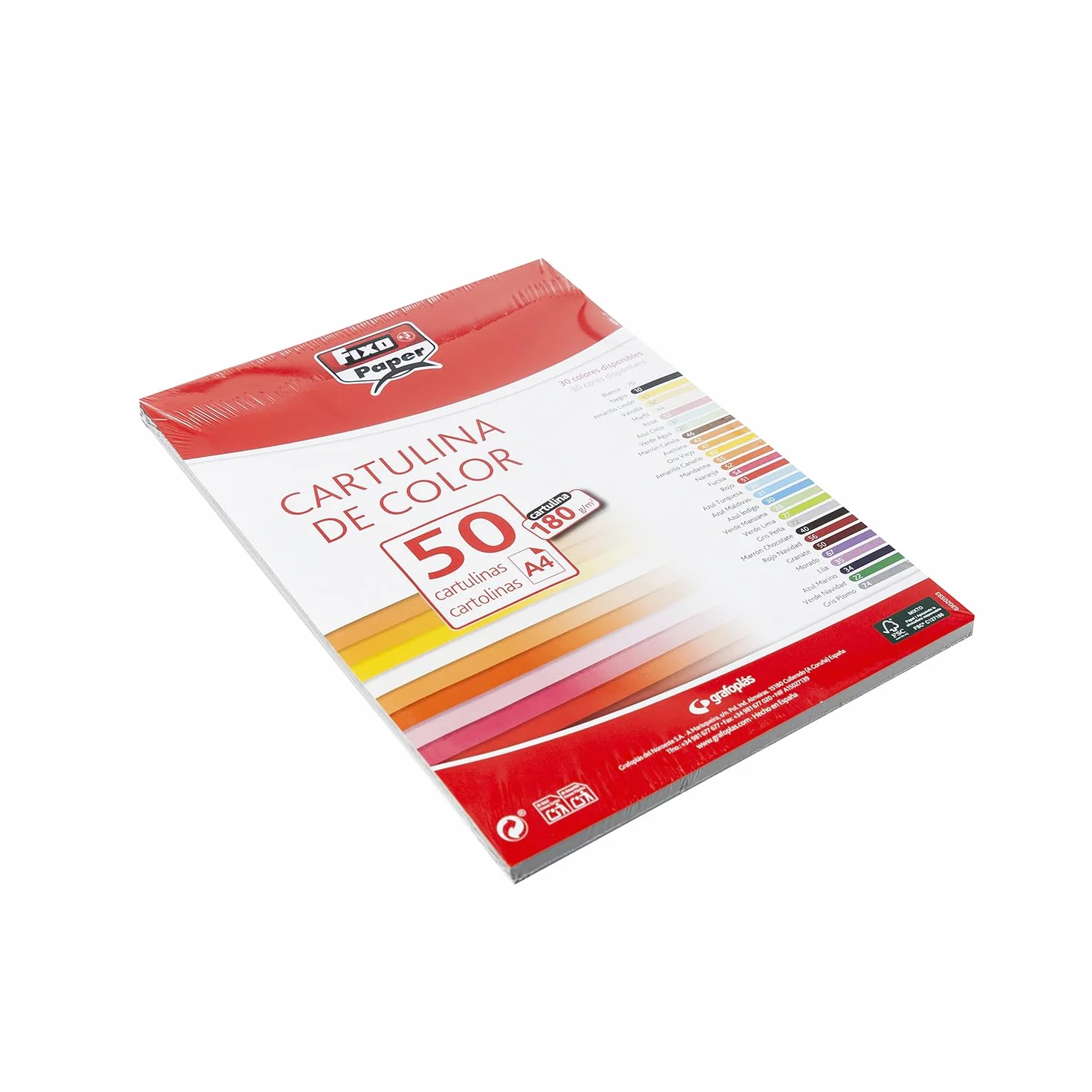 Fixo Paper A4 180g Cartonné Rouge Lot de 50 Feuilles