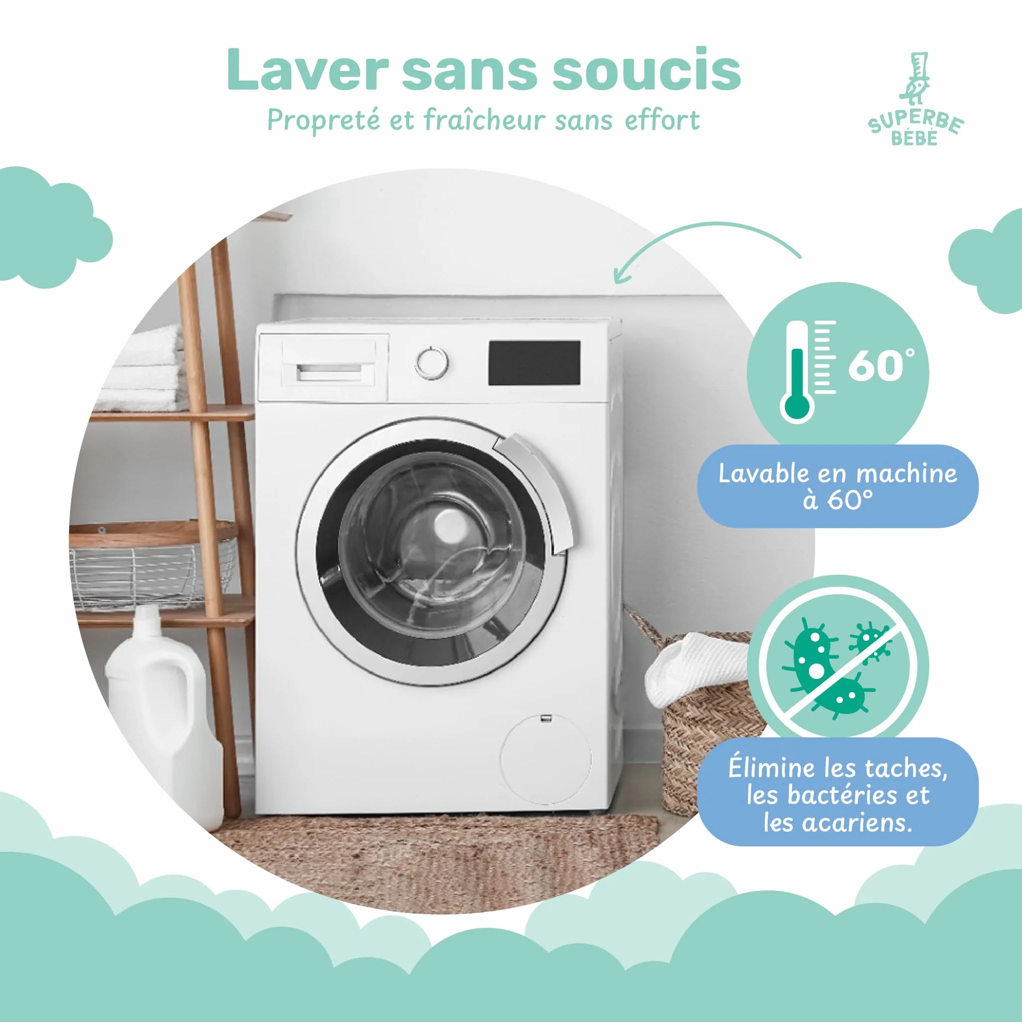 Alèse Matelas Bébé 60x120 Imperméable Lavable en Machine Oeko Tex Garantie 10 Ans