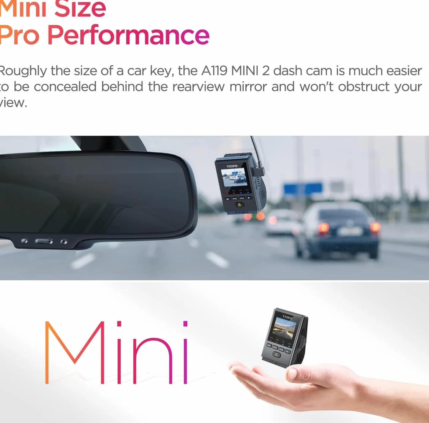 Video rejestrator samochodowy Viofo A119 MINI 2 2,5K GPS+ZESTAW AKCESORIÓW