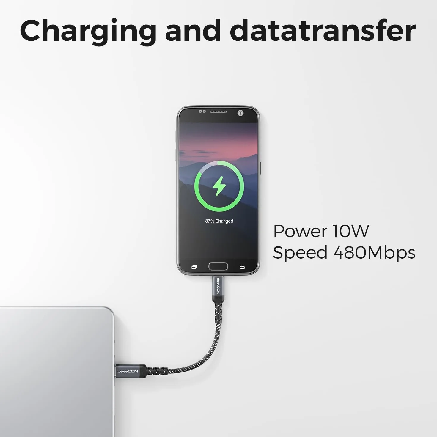 deleyCON 0,15m Krótki Kabel USB-C do Micro USB (ładowanie i Synchronizacja Urządzeń Micro USB) - do Kontrolera PS4, Telefonu, Smartfona, Tabletu, Aparatu itp.