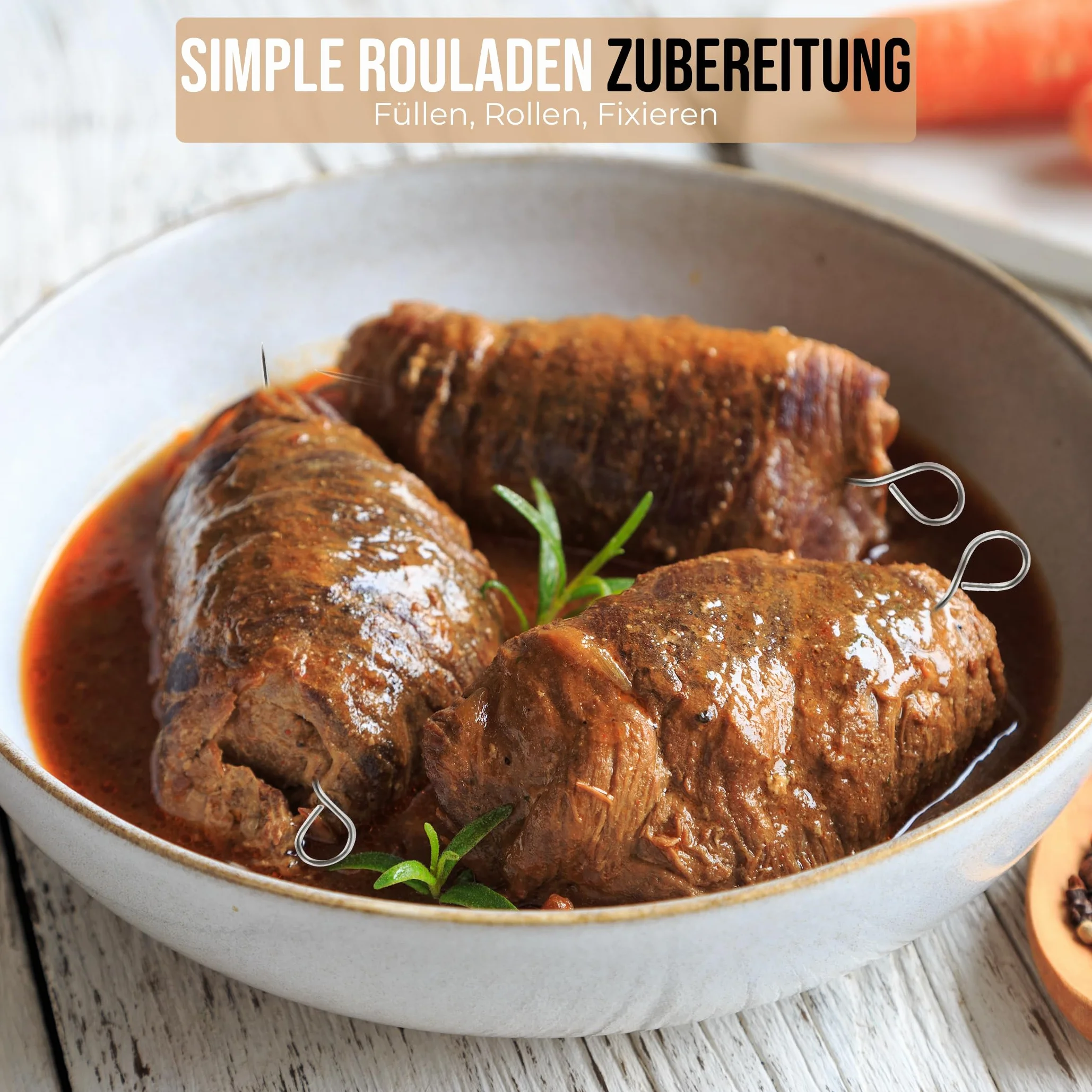 Lot de 30 aiguilles à roulade en acier inoxydable 11 cm pour viande, rouleaux de chou, brochettes