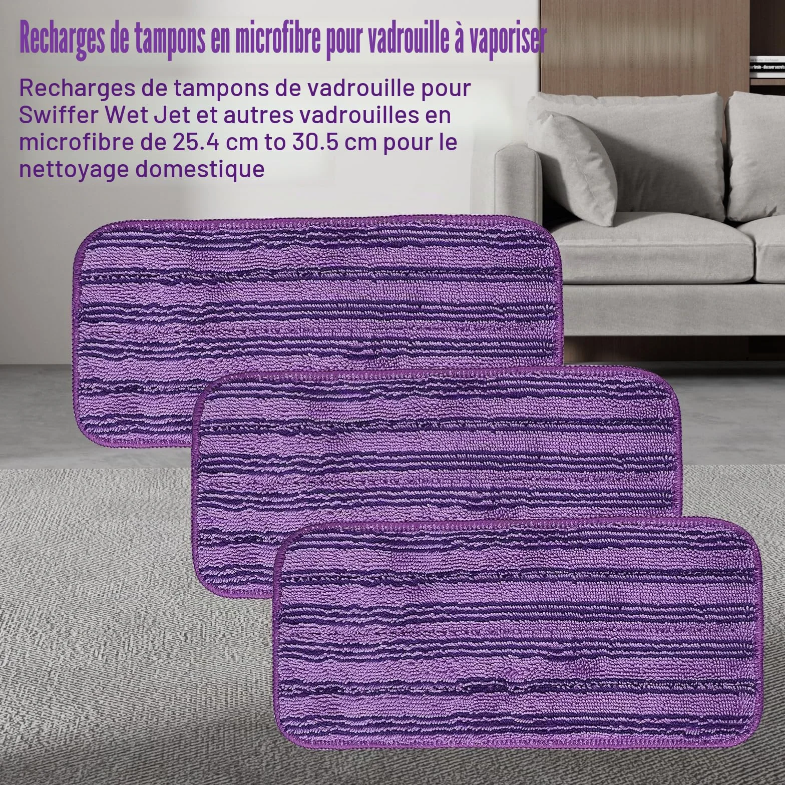 Lingettes Reutilisable Swiffer WetJet Wood, Serpillières Microfibre Remplacement, Chiffon Rechange Wet Jet Balai Spray