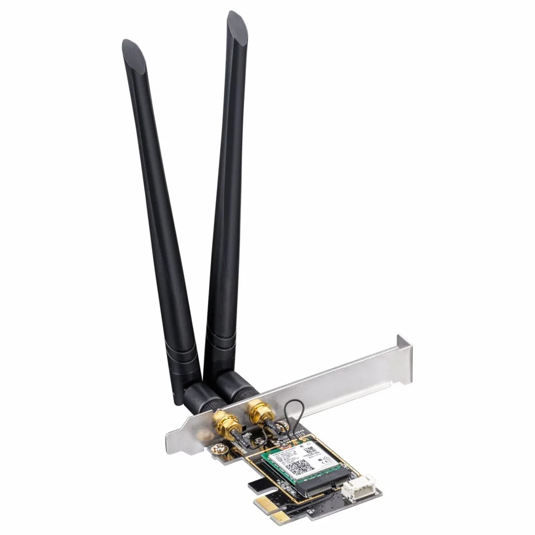 Cudy WE3000 AX 3000 Mbps bezprzewodowa karta WiFi 6 PCIe do komputera, moduł Bluetooth 5.0 wewnątrz, 2402 Mb/s 574 Mbps, Bluetooth 5.0/4.2/4.0, 802.11ax/ac/a/b/g/n Windows 10 64-bit czarny