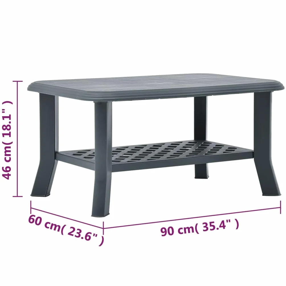 vidaXL Table Basse Table d'Appoint avec Une Etagère Table de Salon Bout de Canapé Table de Canapé Maison Intérieur Vert 90x60x46 cm Plastique