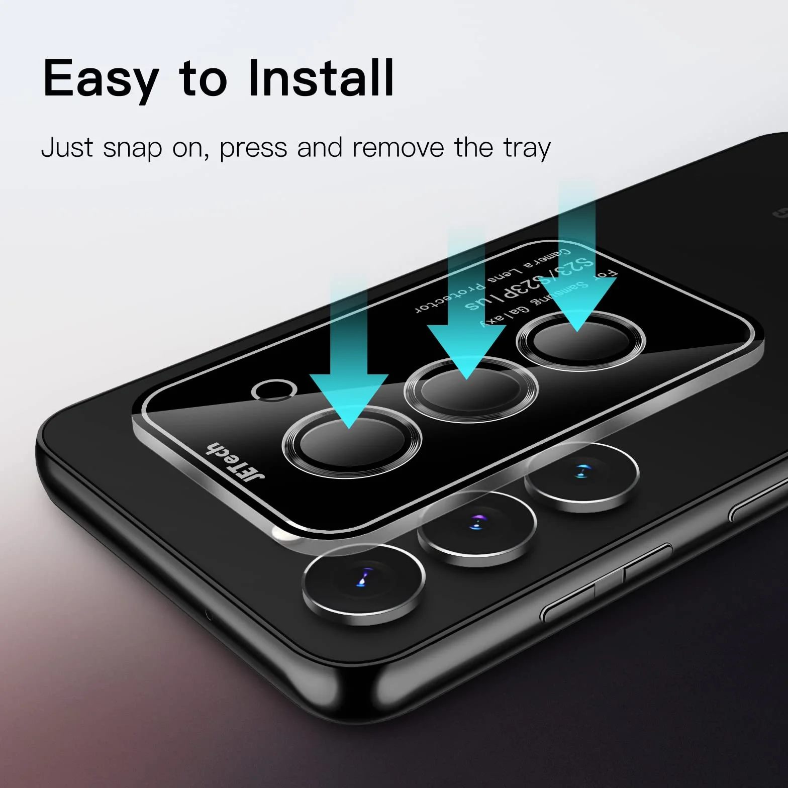 JETech Ochraniacz Obiektywu Aparat dla Samsung Galaxy S23 5G 6,1 Cala / S23 Plus 5G 6,6 Cala, 9H Szkło Hartowane Metalowy Pierścień Cover, Narzędzie Łatwej Instalacji, 1 Komplet(Czarny)