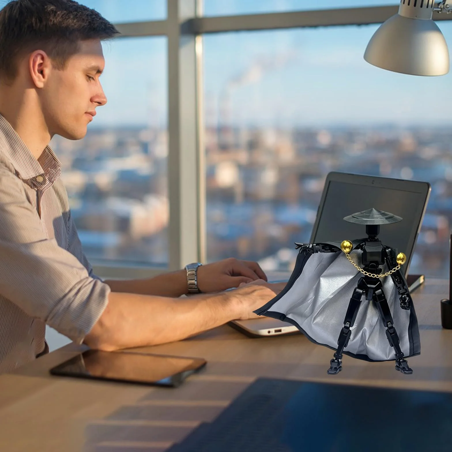 Figurine d'action T13 articulée imprimée en 3D, Cadeau Mobile pour Bureau - Tout Noir