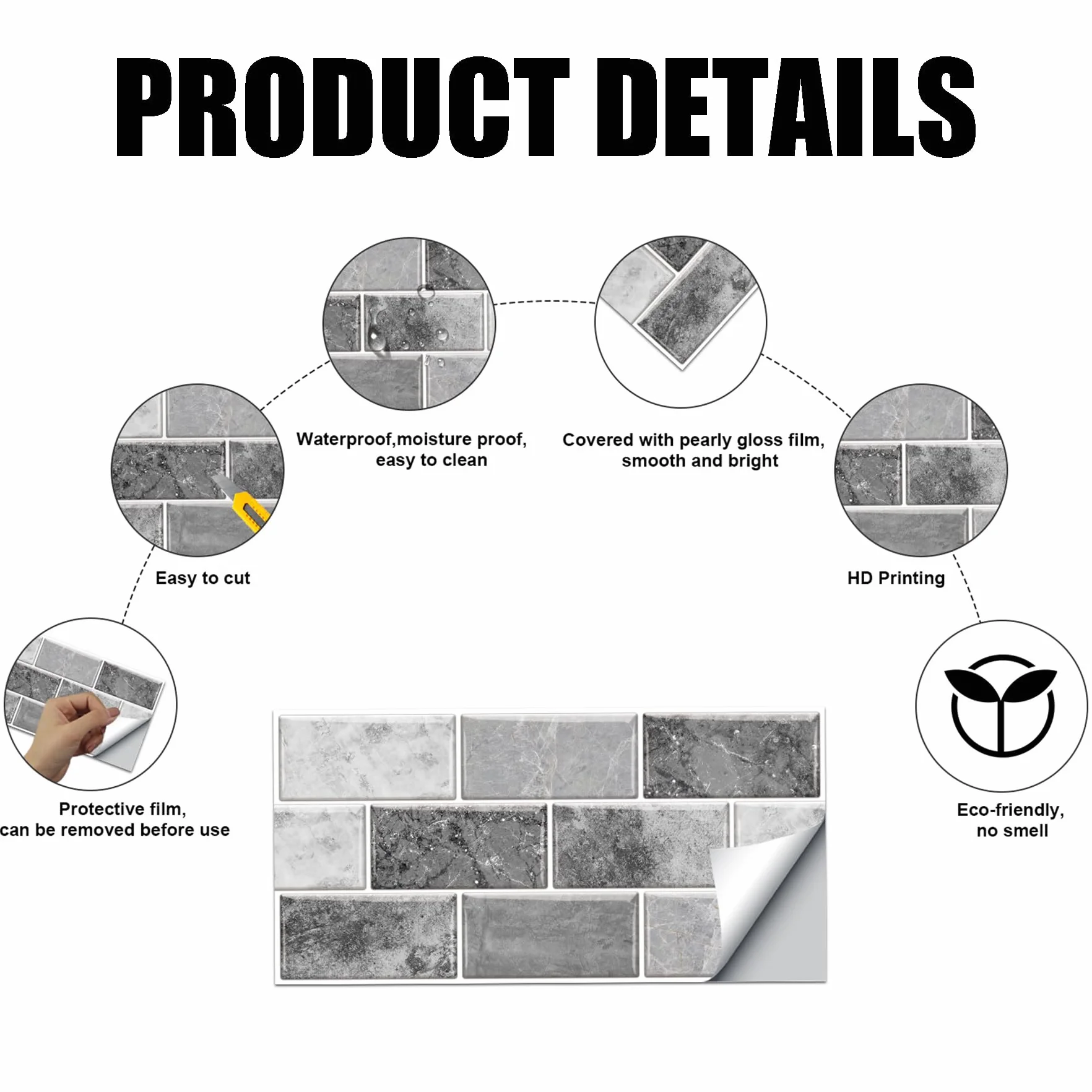 Stickers Carrelage Cuisine 12 pièces Autocollant en PVC Imperméable Autocollants de Carreaux Adhésif Mural