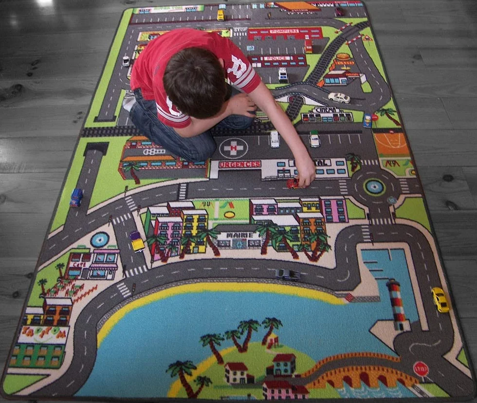Tapis Enfant Routes dans la Ville 130x200cm antidérapant Ourlet CE