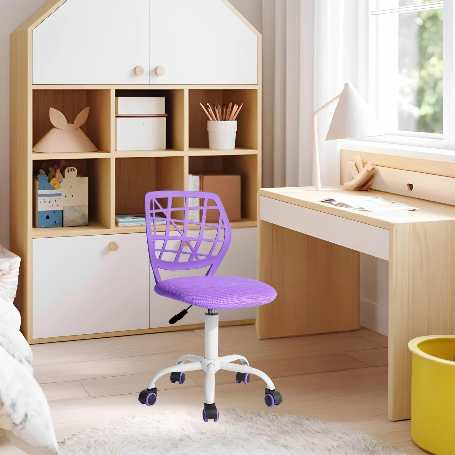 FurnitureR Chaise de Bureau réglable en Hauteur - Ergonomique et colorée - avec Dossier et accoudoirs - 5 Roues - pour Enfants de 3 à 10 Ans - Charge maximale : 100 kg