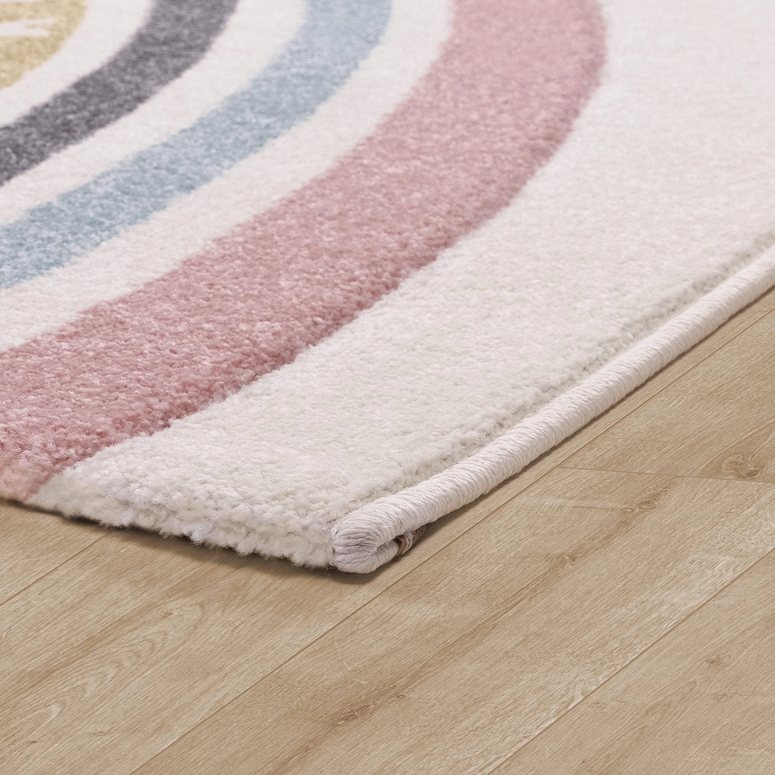 Paco Home Tapis Enfant Arc-en-Ciel Coeur 3D Rose Crème 120x170 cm