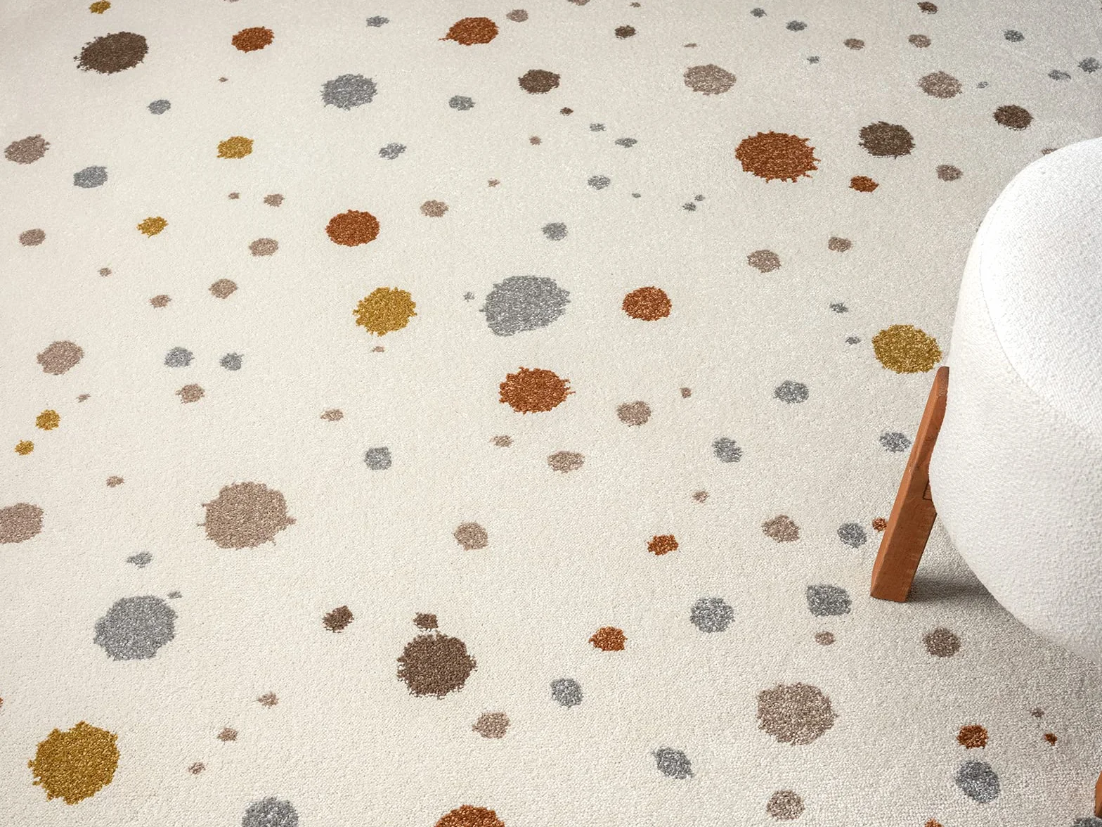 Tapis moderne doux pour enfants 120 x 170 cm crème motif à pois