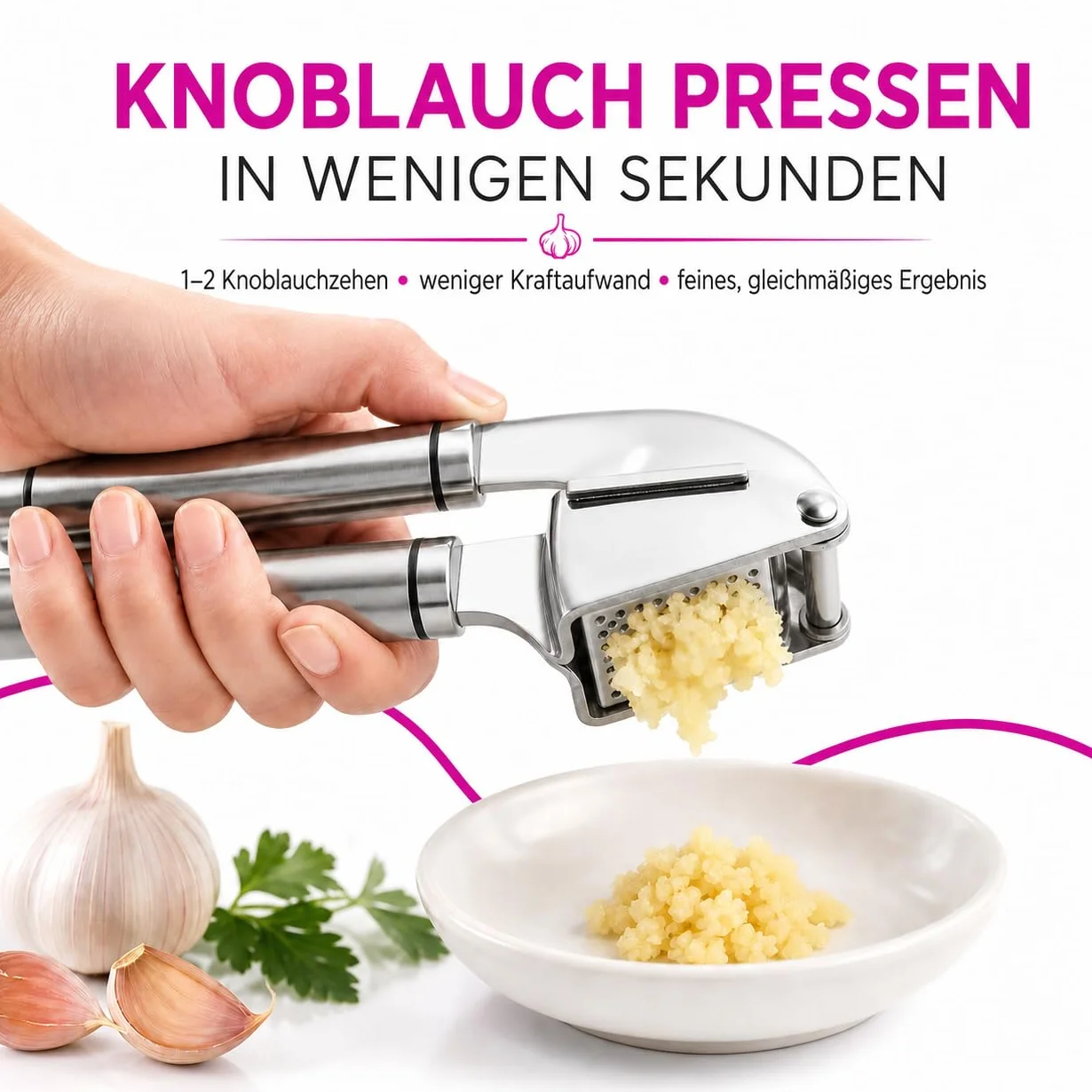 Presse Ail Inox 304 CULINARISE Professionnel Grande Cavité 1-2 Gousses Manuel