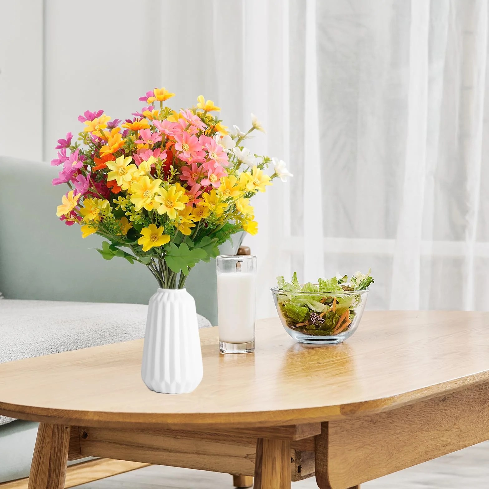 Fleurs Artificielles Extérieures Résistantes aux UV 6 Pièces en Plastique pour Décoration Maison Jardin