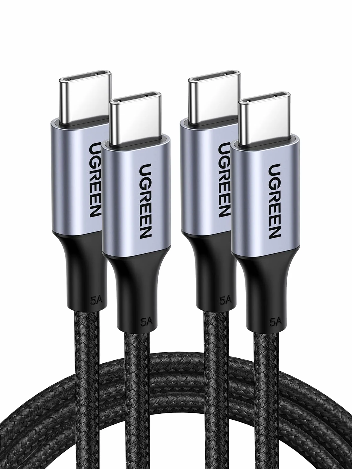 UGREEN Lot de 2 Câble USB C vers USB C PD 100W 5A 20V Charge Rapide Compatible MacBook iPad Pro iPhone 17 Pro Max Air 16 Galaxy S26 S25 Plus Ultra S24 A55 Steam Deck PS5 Manette 2M