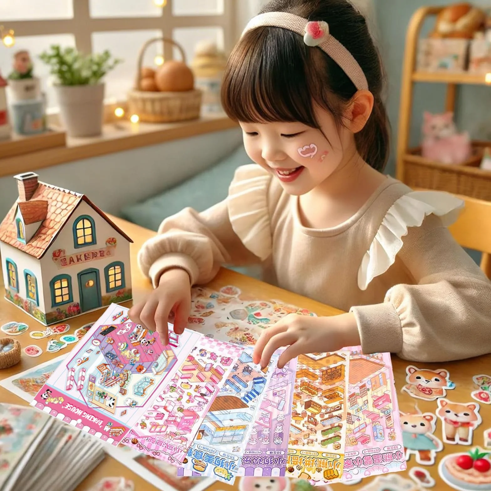Autocollants 3D Maison 10 Pièces avec Pincette Anti-Stress Adultes Enfants